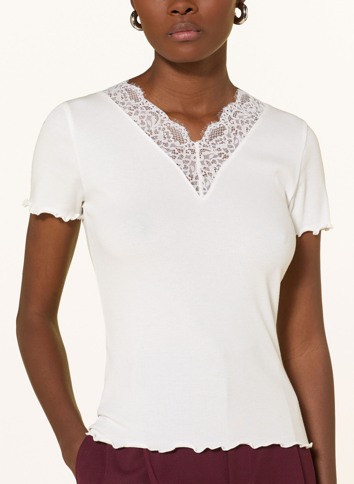 darling harbour T-shirt avec dentelle: OFFWHITE