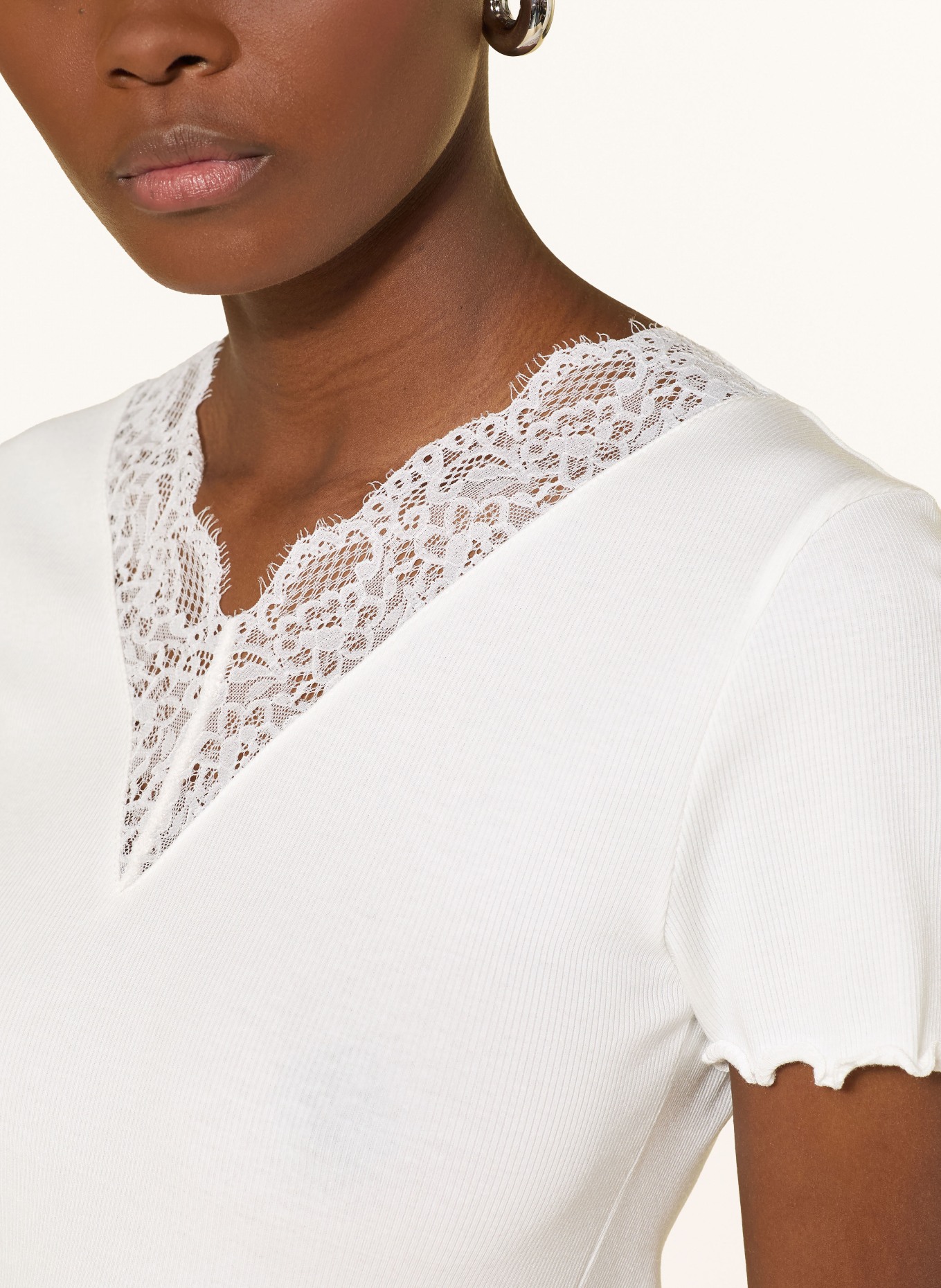 darling harbour T-shirt avec dentelle: OFFWHITE