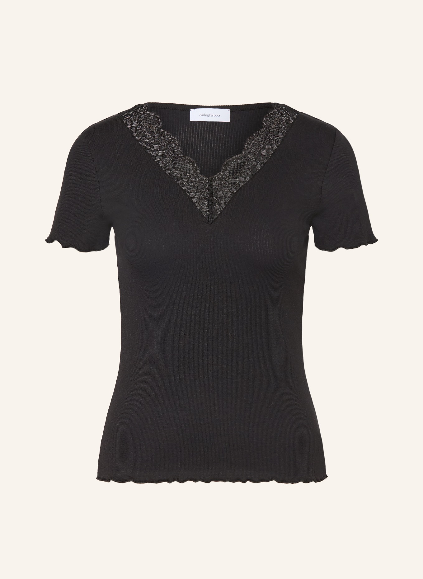 darling harbour T-shirt with lace: BLACK