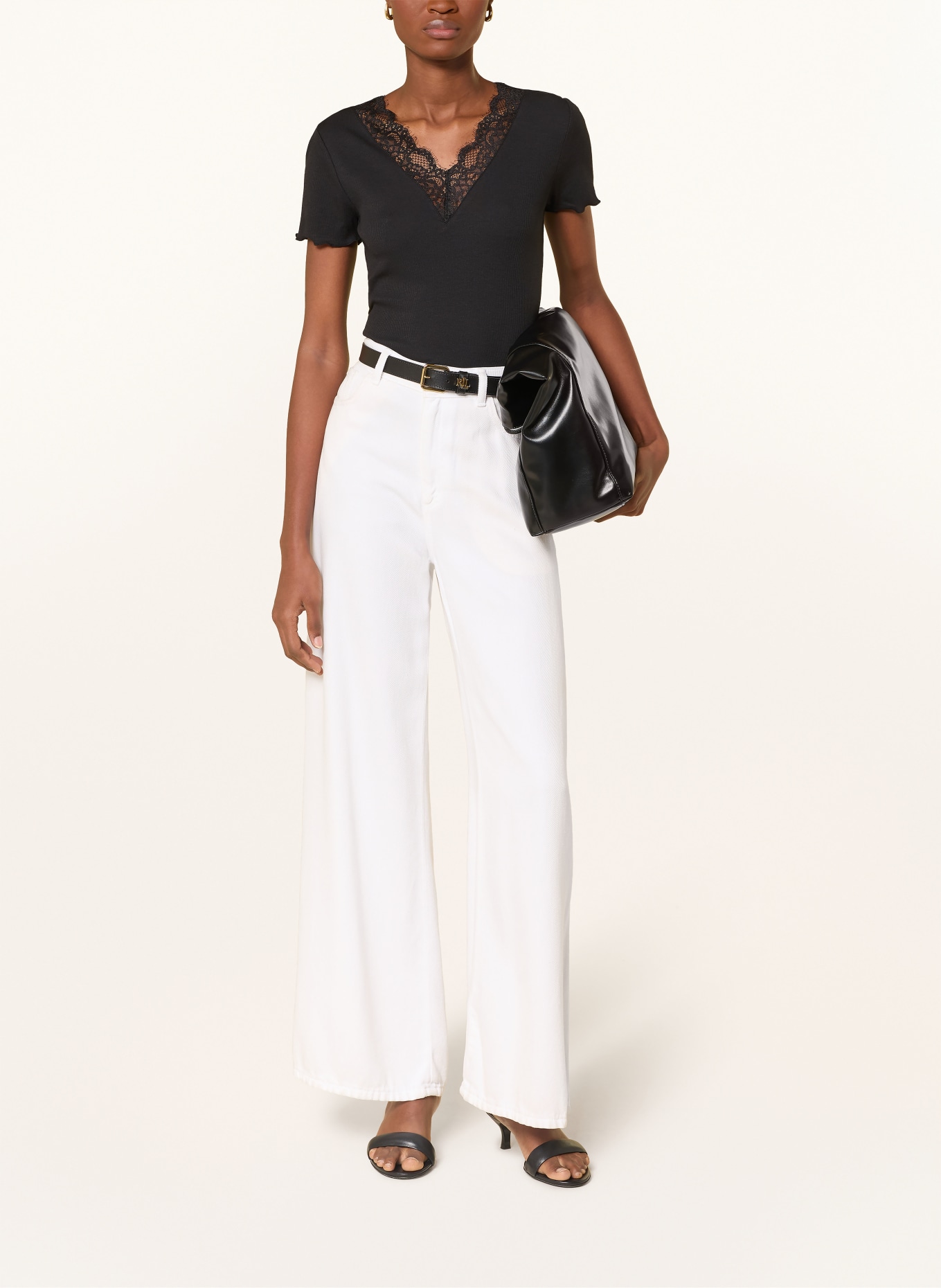 darling harbour T-shirt with lace: BLACK