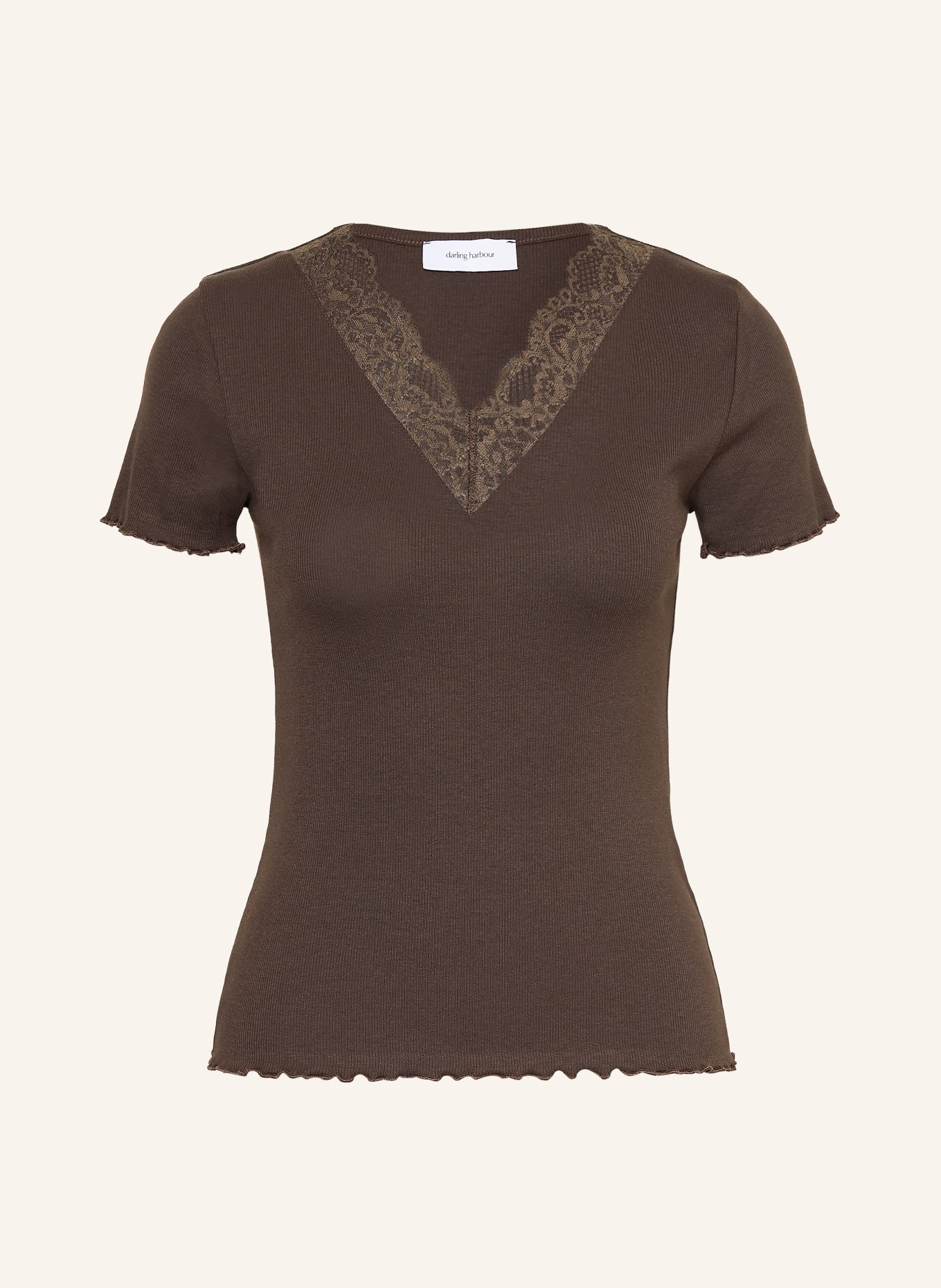 darling harbour T-shirt with lace: CHOCOLATE