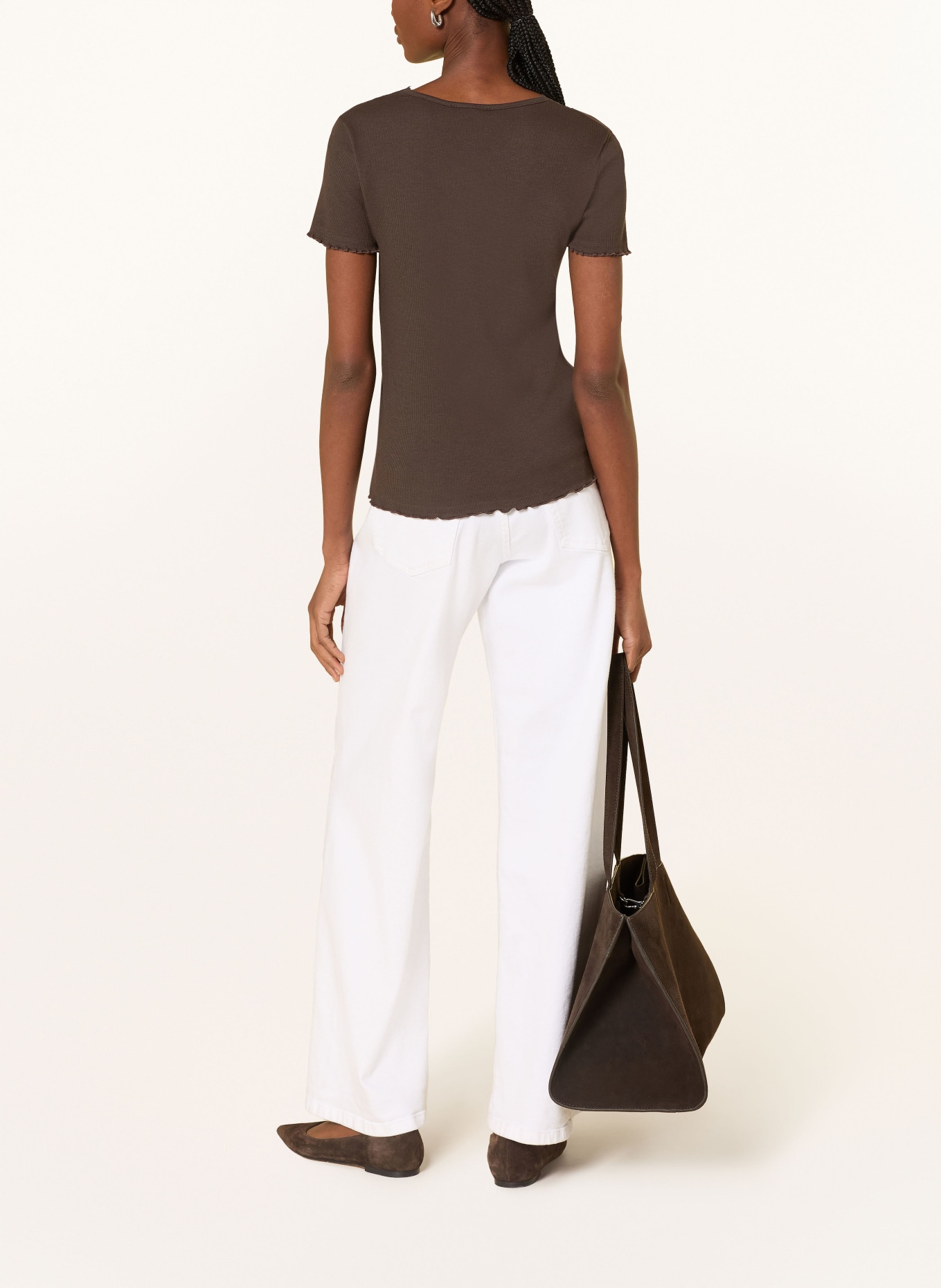 darling harbour T-shirt with lace: CHOCOLATE