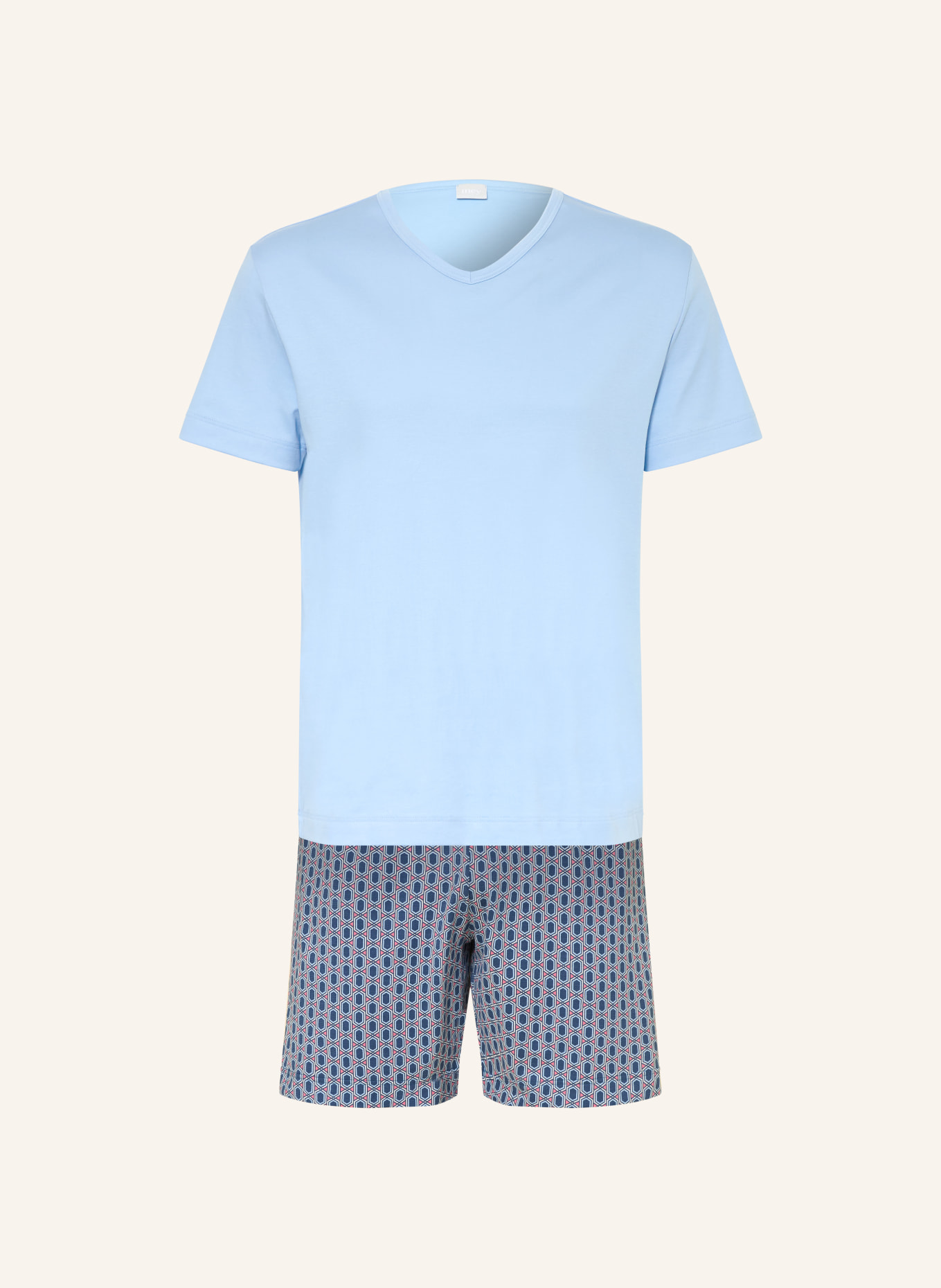 mey Shorty pajamas series STRAIGHT GEO: LIGHT BLUE / LIGHT RED / DARK BLUE