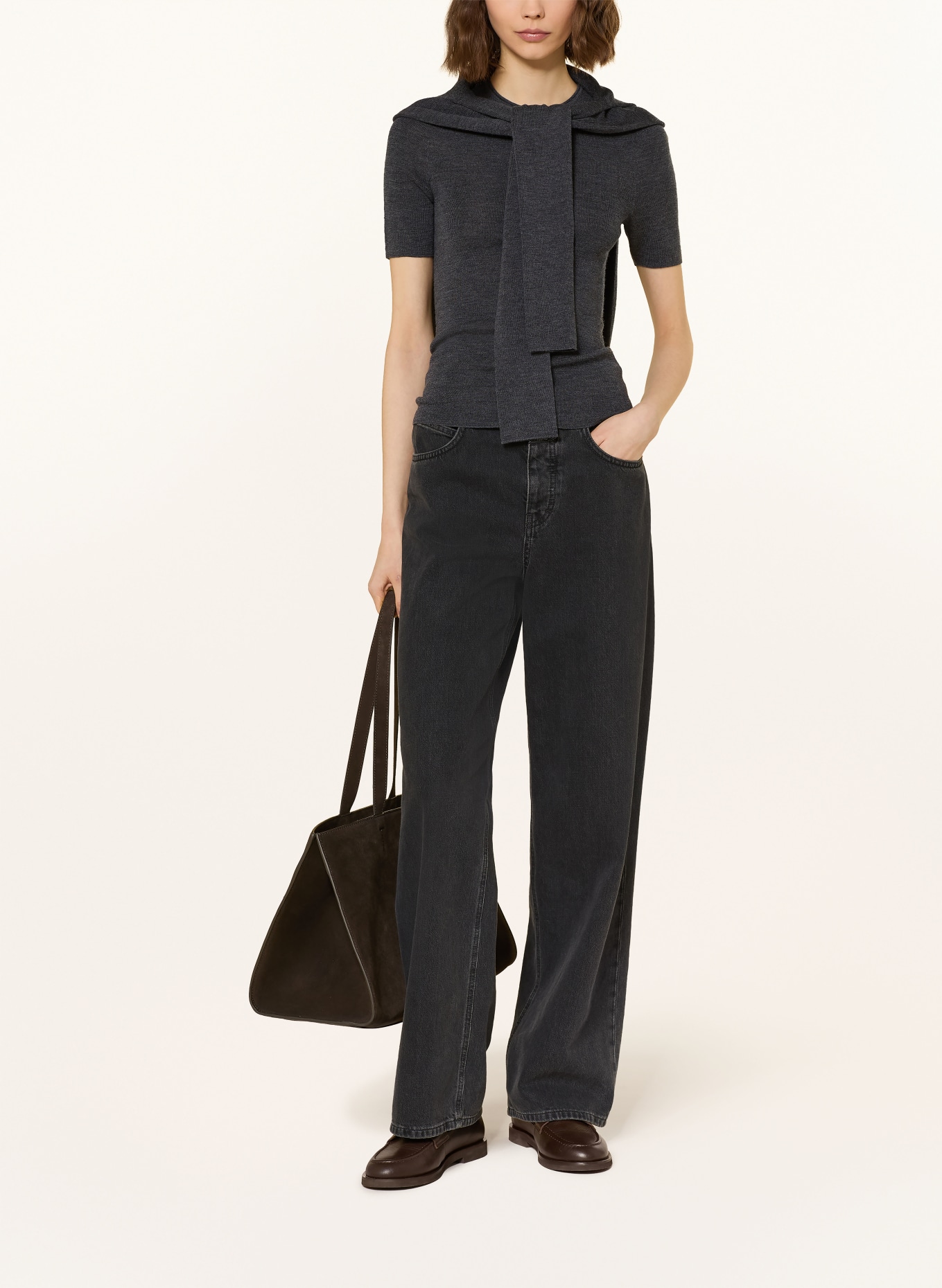 COS Merino wool knit shirt: DARK GRAY