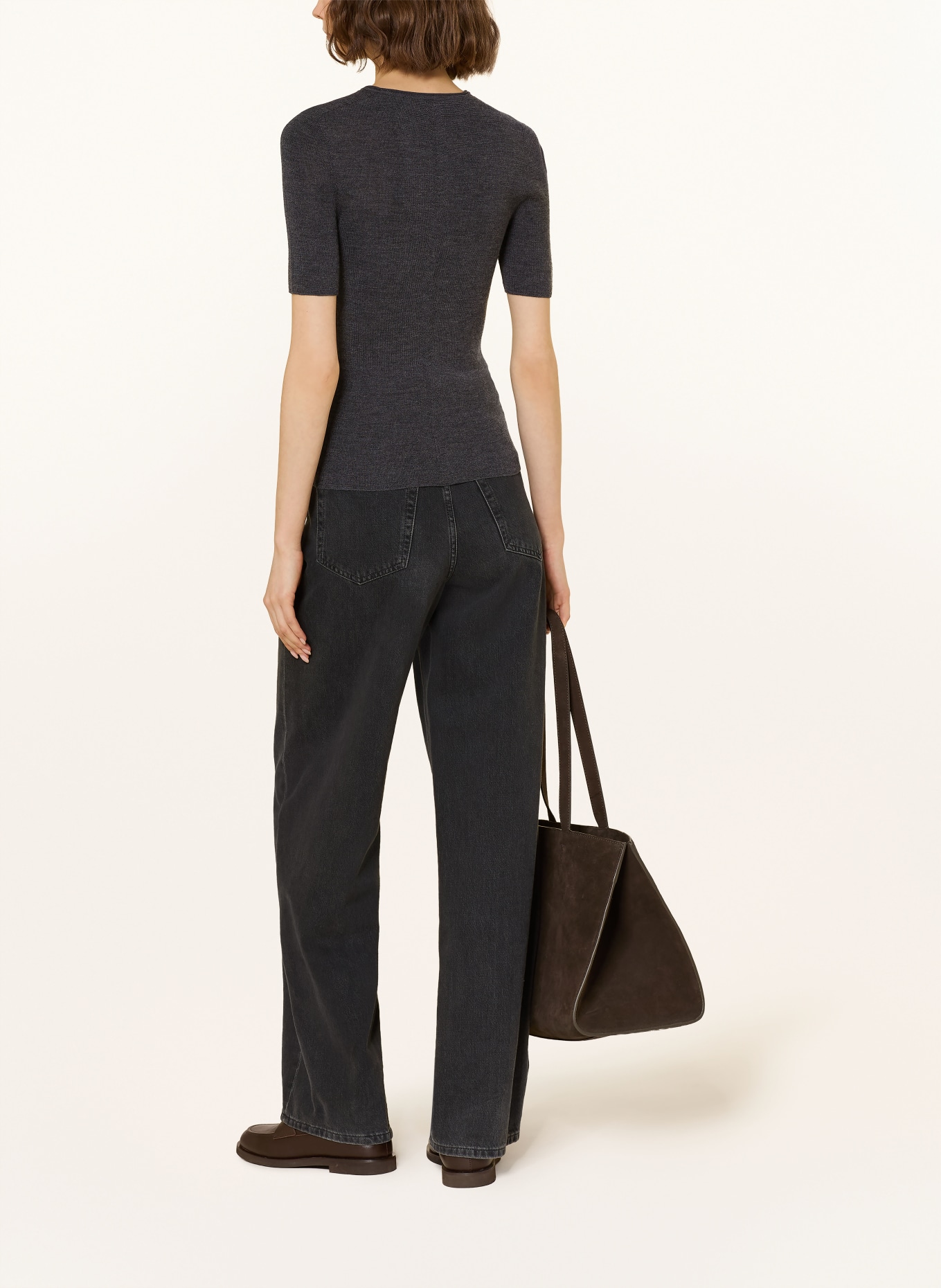 COS Merino wool knit shirt: DARK GRAY