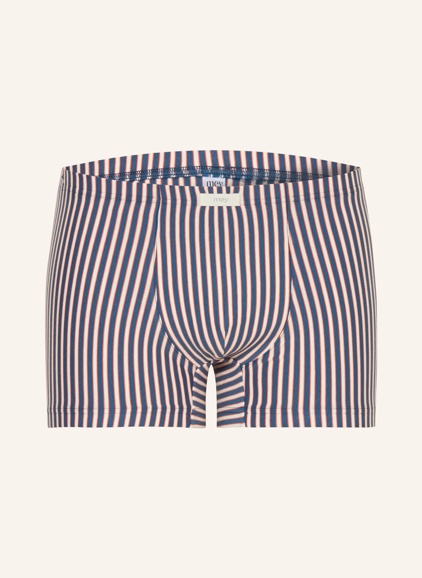 mey Boxershorts Serie CORAL STRIPES: BLAU / ORANGE / WEISS