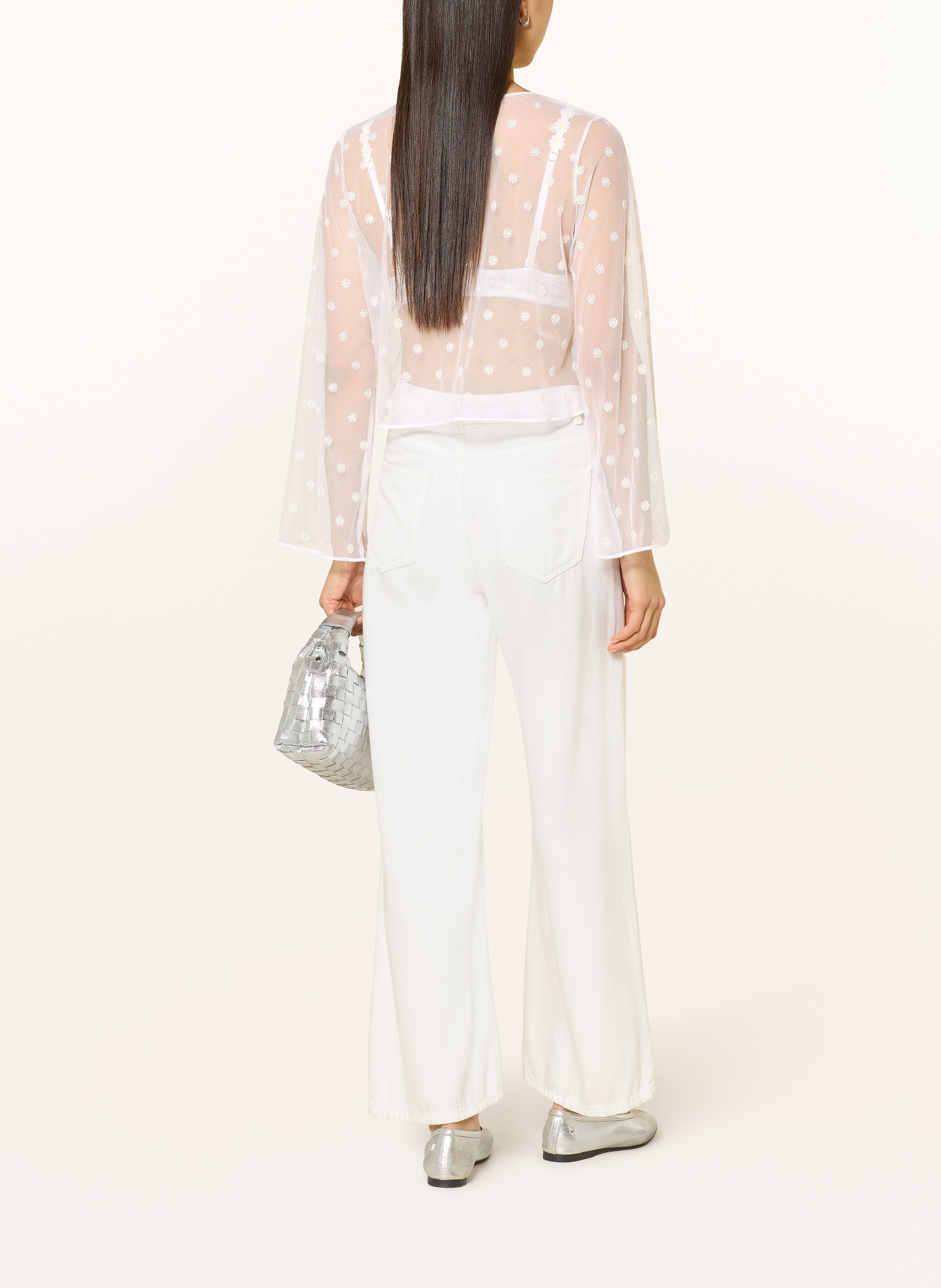 MARIE JO Blůza AVERO ze síťoviny: BÍLÁ / TMAVĚ ŽLUTÁ