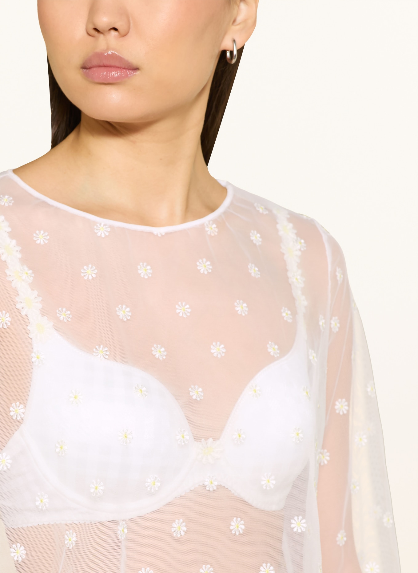 MARIE JO Blůza AVERO ze síťoviny: BÍLÁ / TMAVĚ ŽLUTÁ