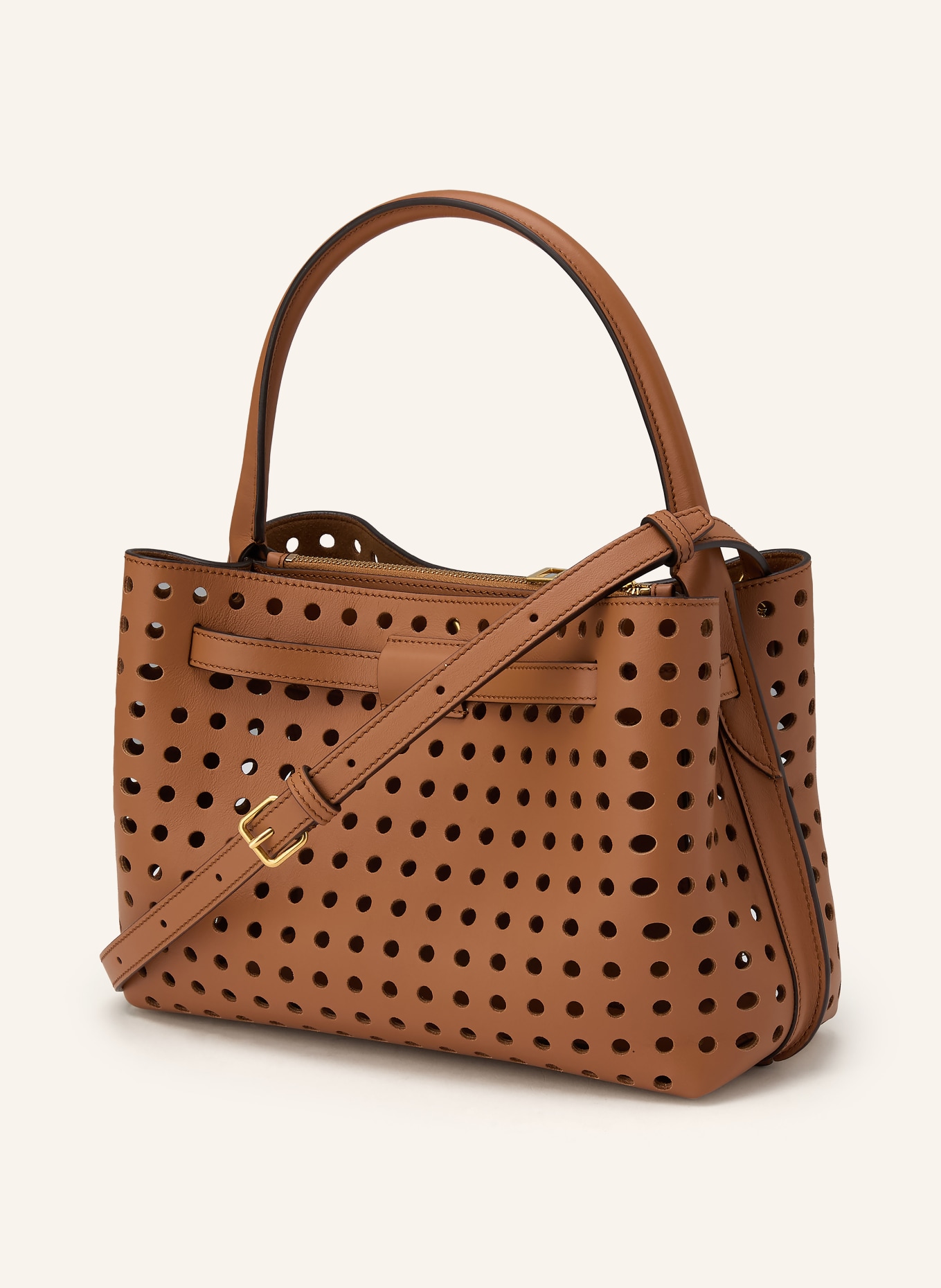 TOD'S RUNWAY MINI handbag with cutouts: BROWN / GOLD