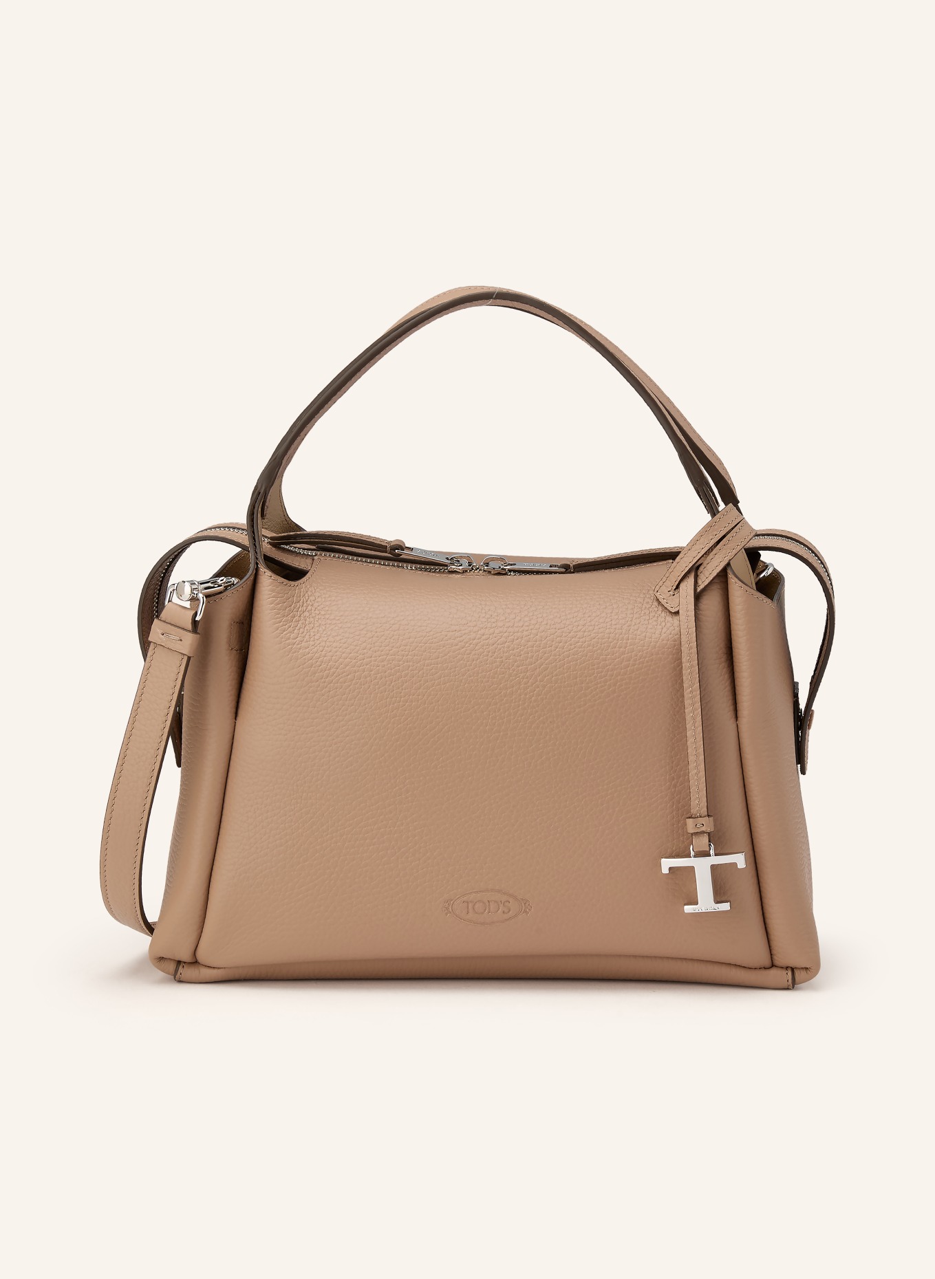 TOD'S Handtasche BAULETTO MEDIUM: BEIGE / SILBER