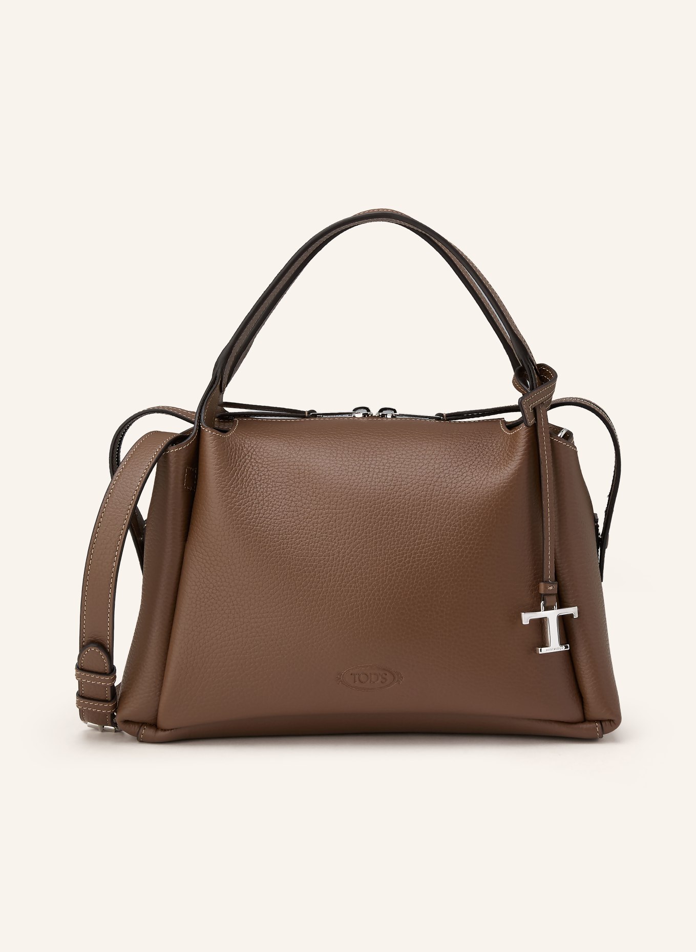 TOD'S BAULETTO MEDIUM handbag: TAUPE / SILVER