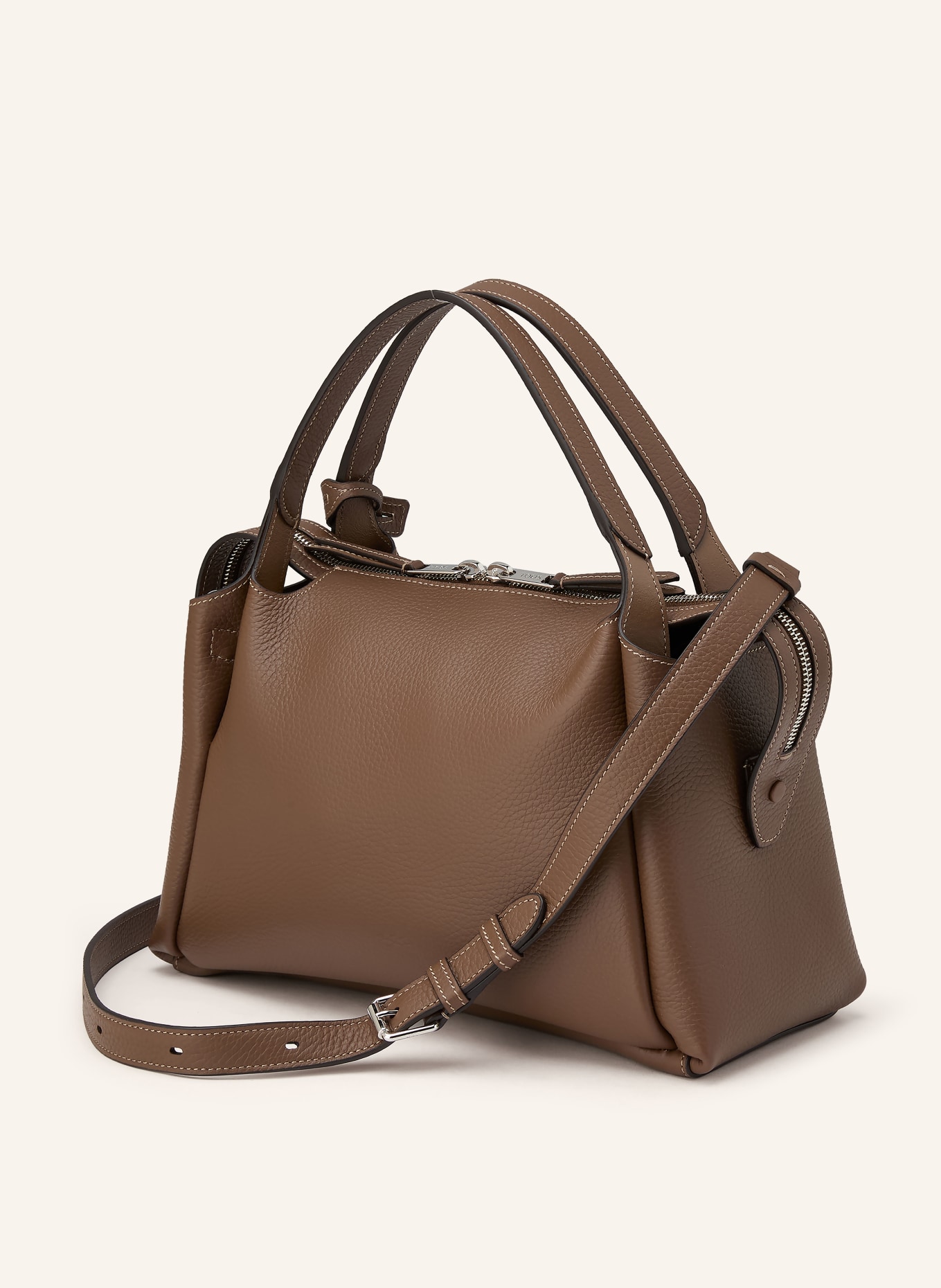 TOD'S BAULETTO MEDIUM handbag: TAUPE / SILVER