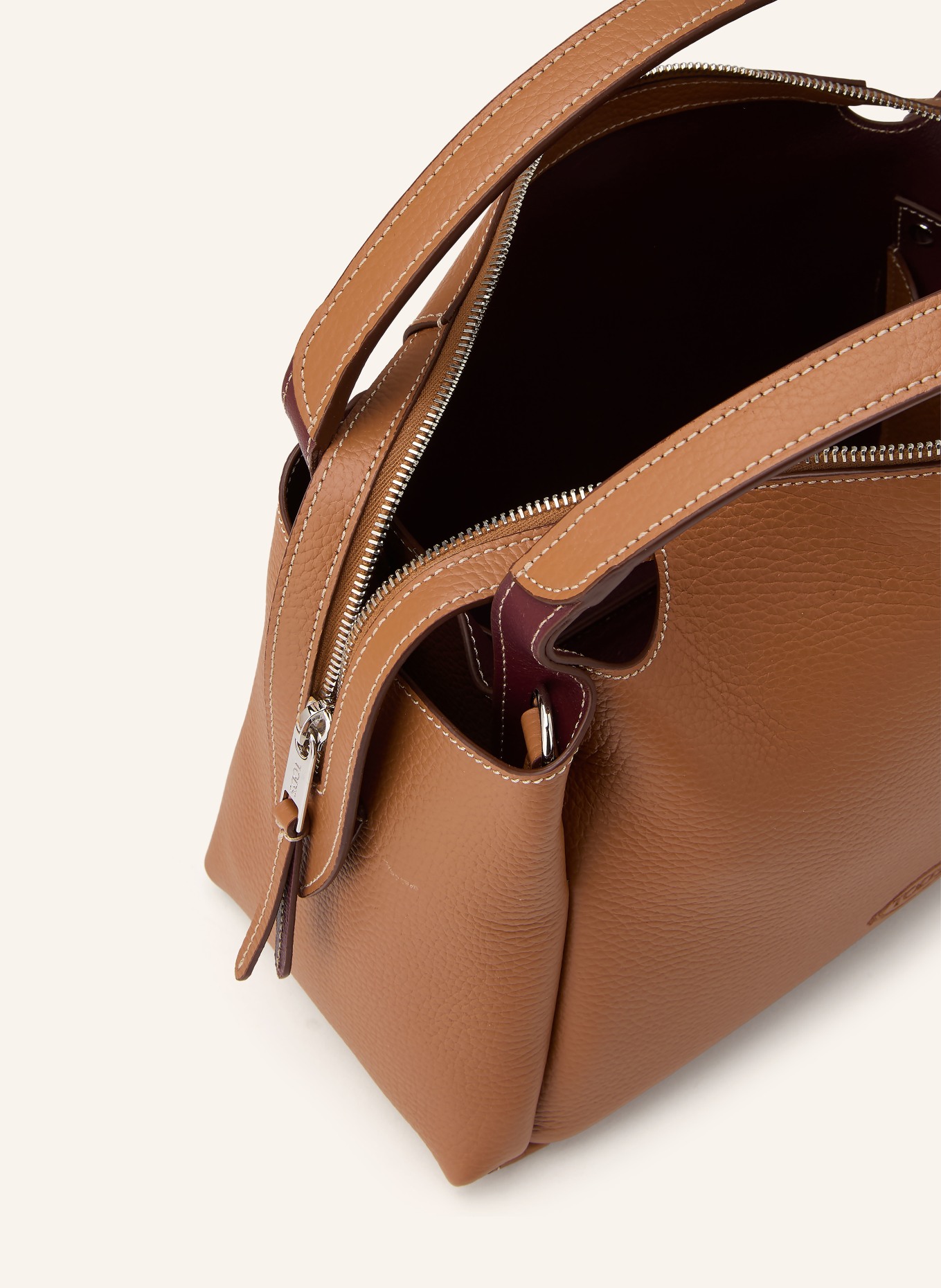 TOD'S Handtasche BAULETTO MEDIUM: CAMEL / SILBER