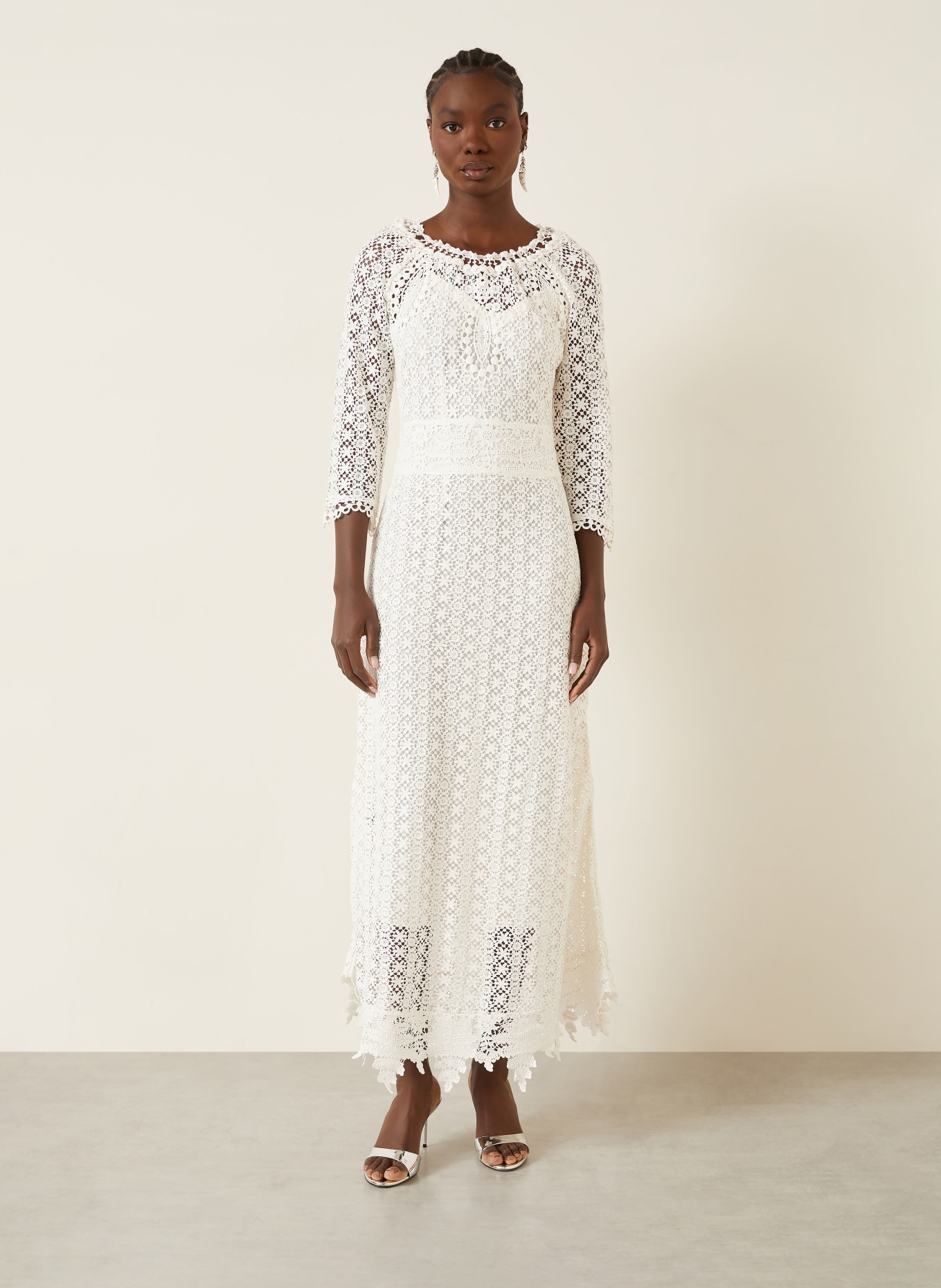 ISABEL MARANT Spitzenkleid HAYRA mit 3/4-Arm: WEISS