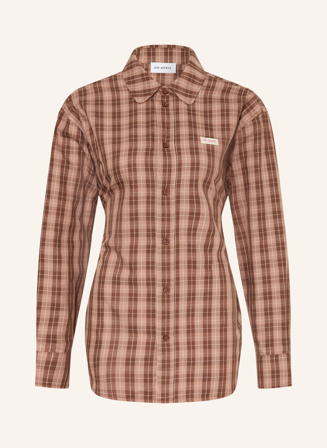 OH APRIL Oversized shirt blouse LILIA: BROWN / LIGHT BROWN
