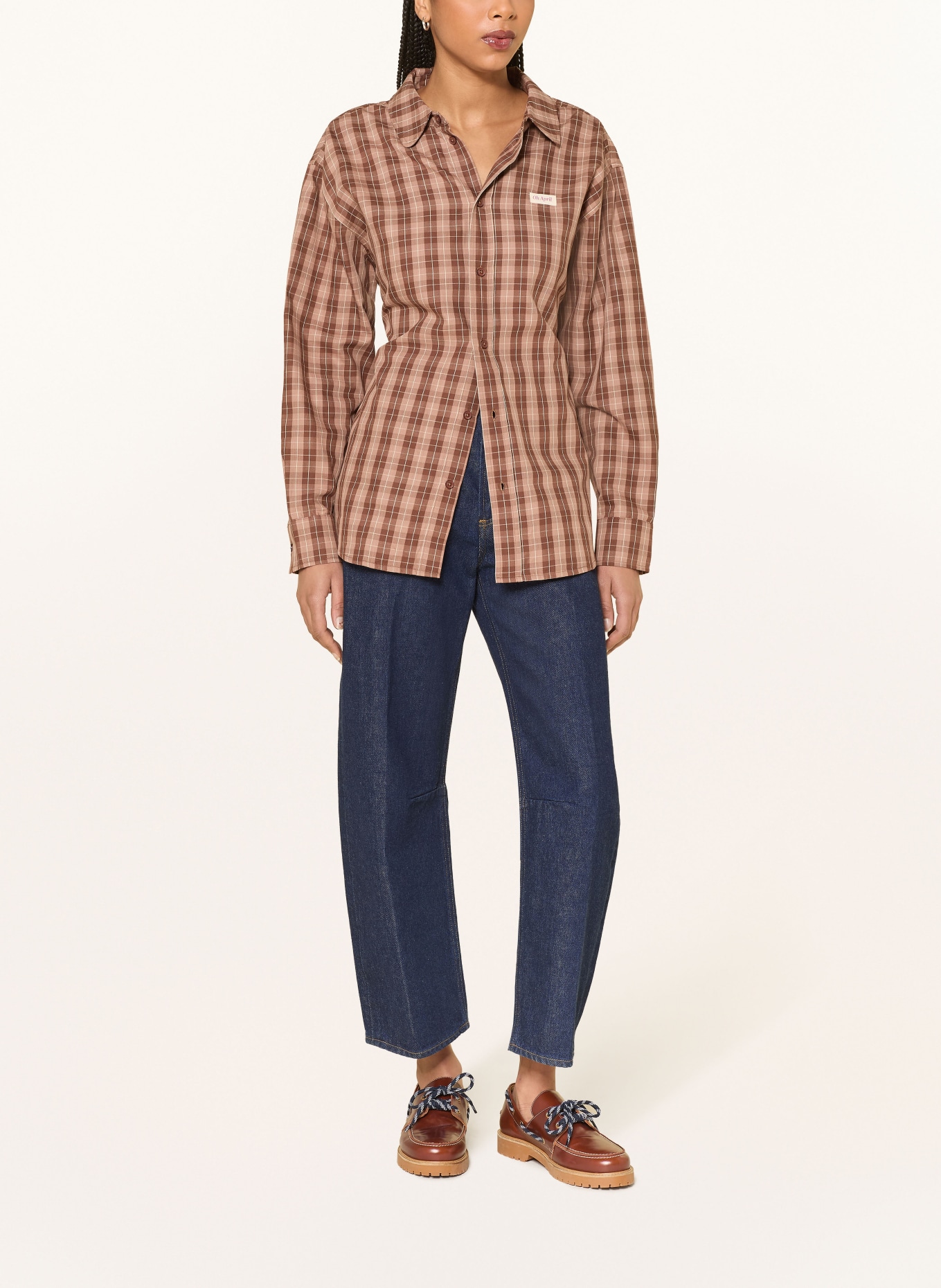 OH APRIL Oversized shirt blouse LILIA: BROWN / LIGHT BROWN