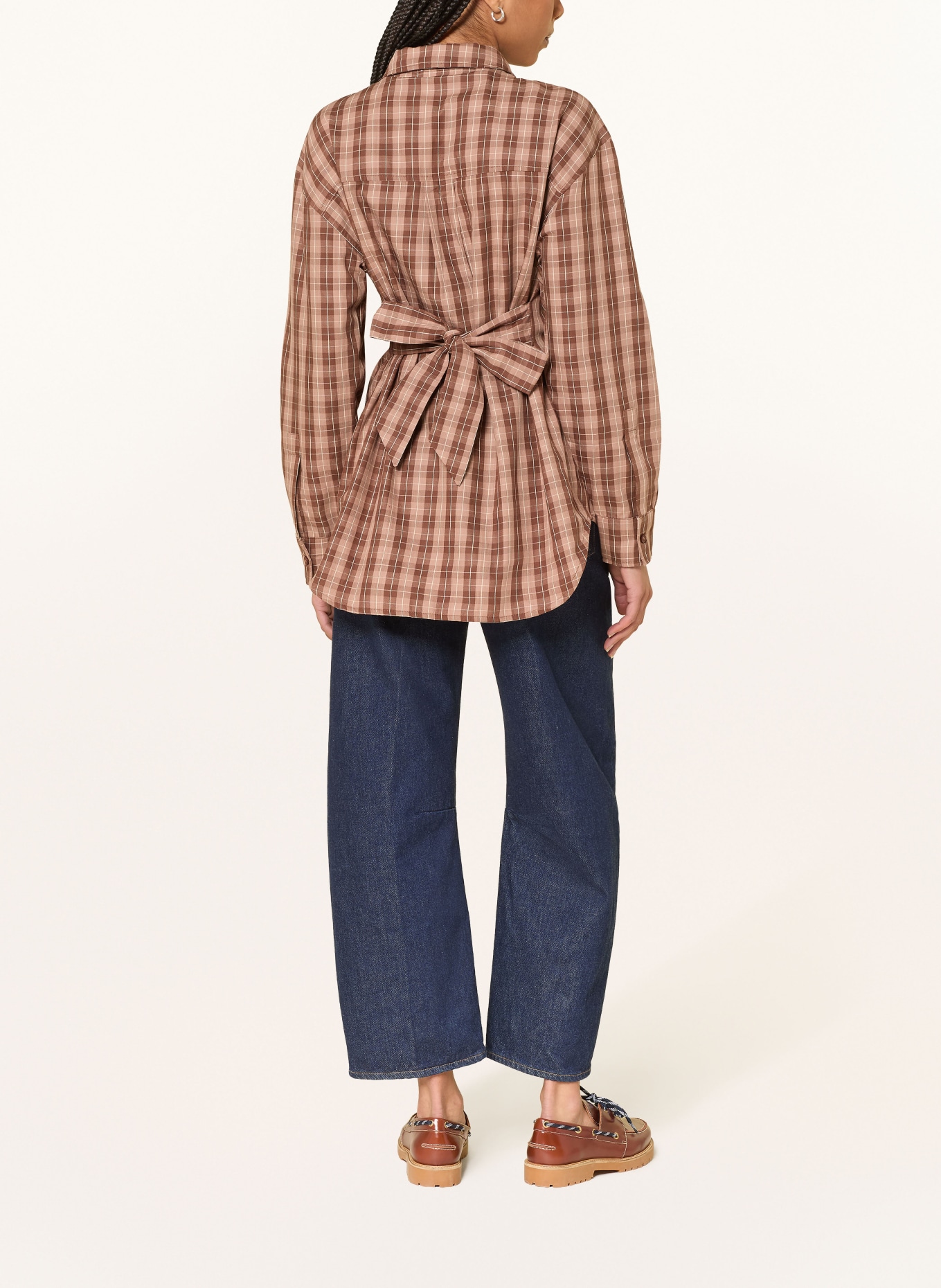OH APRIL Oversized shirt blouse LILIA: BROWN / LIGHT BROWN