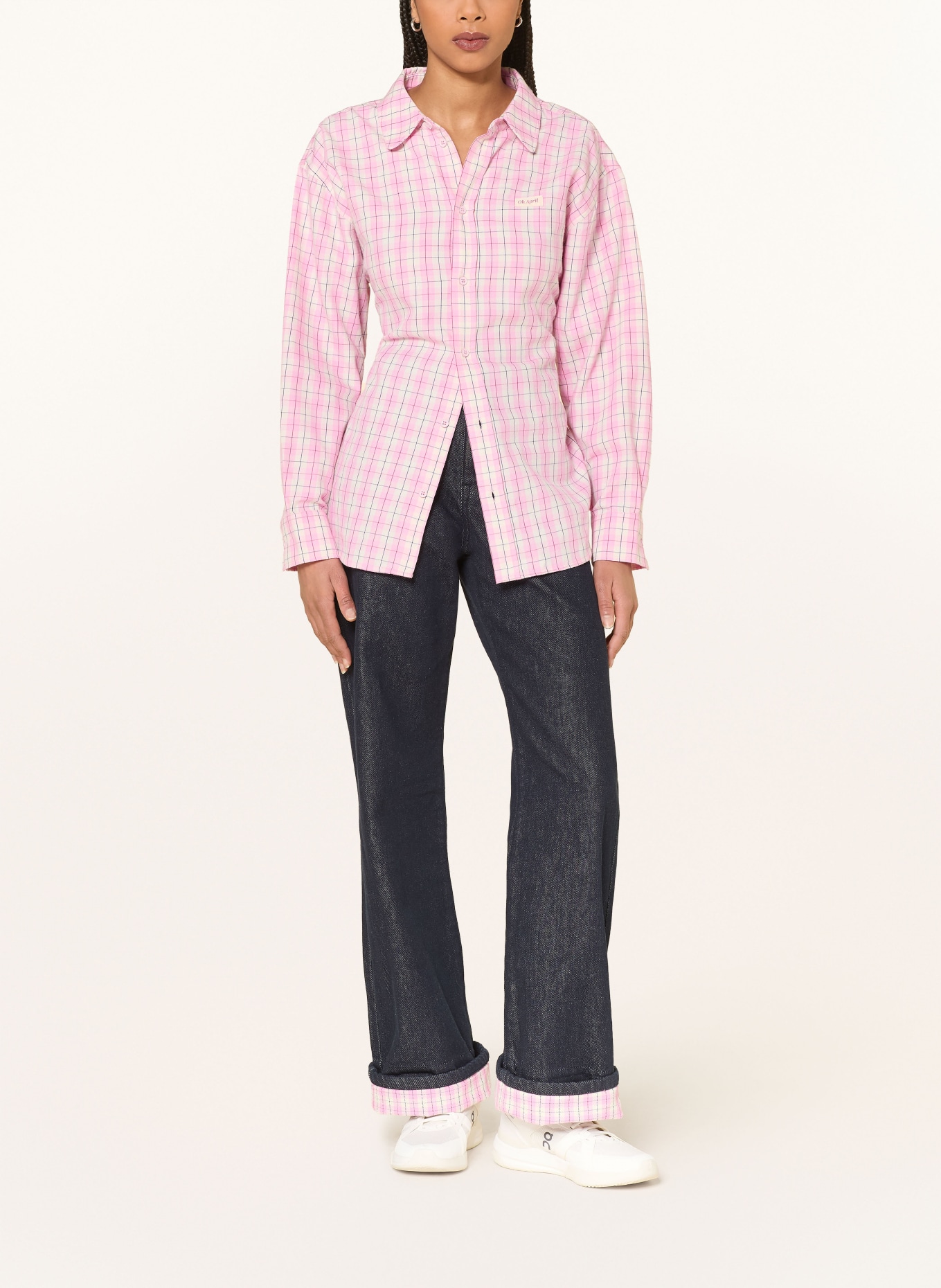 OH APRIL Oversized shirt blouse LILIA: PINK / CREAM