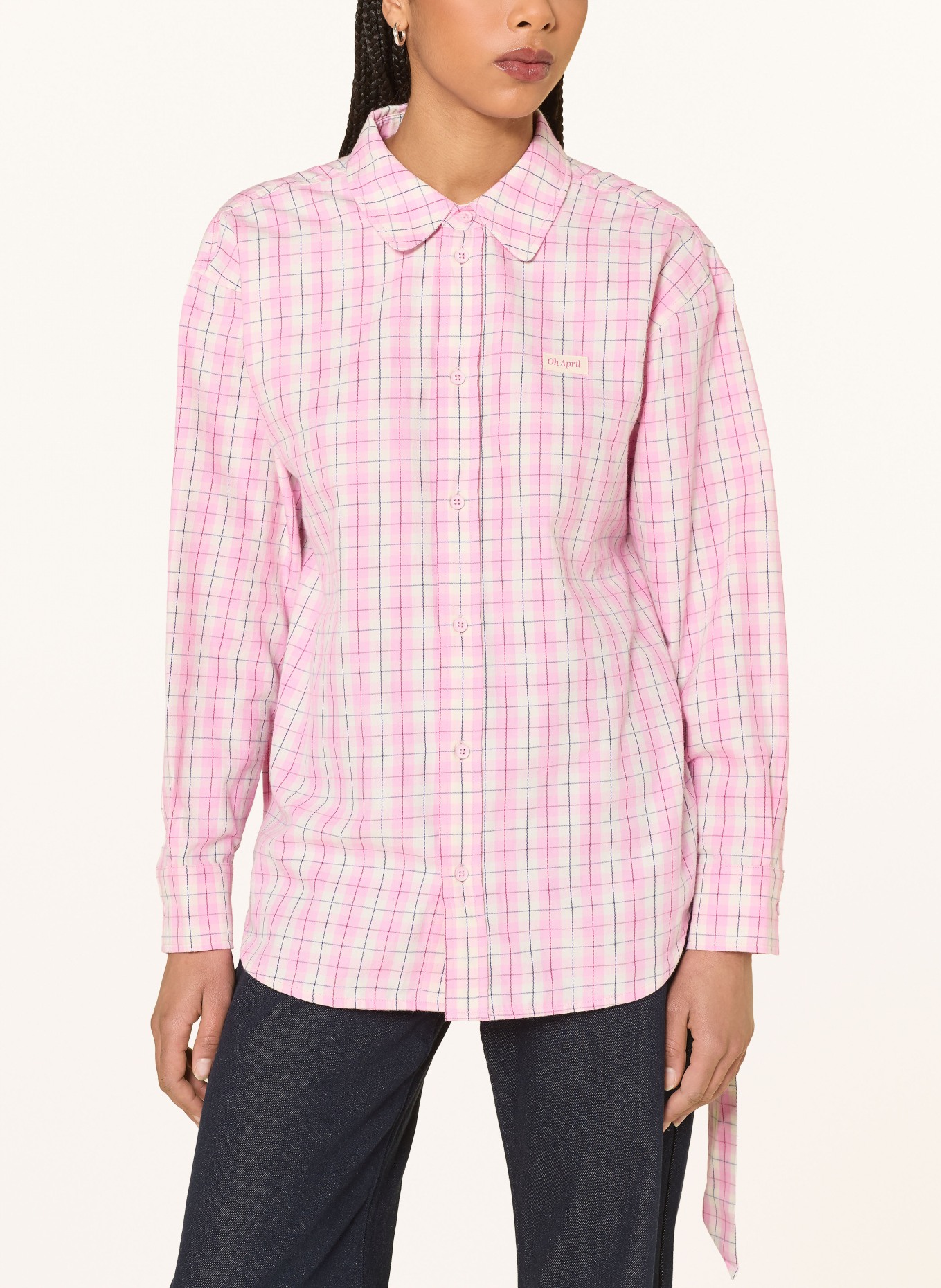 OH APRIL Oversized shirt blouse LILIA: PINK / CREAM