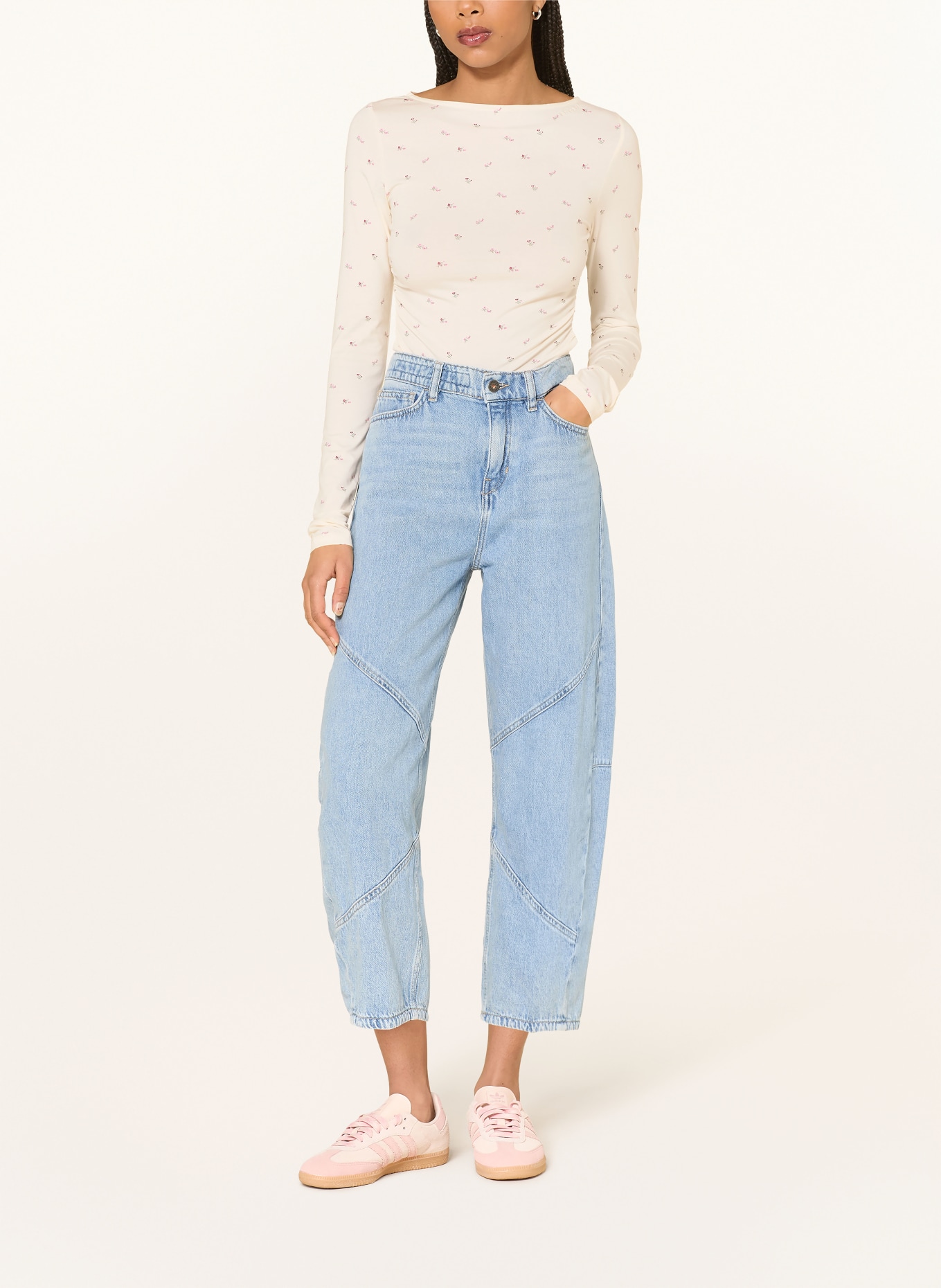 OH APRIL Koszulka z długim rękawem MAEVE: ECRU / RÓŻOWY / OLIWKOWY