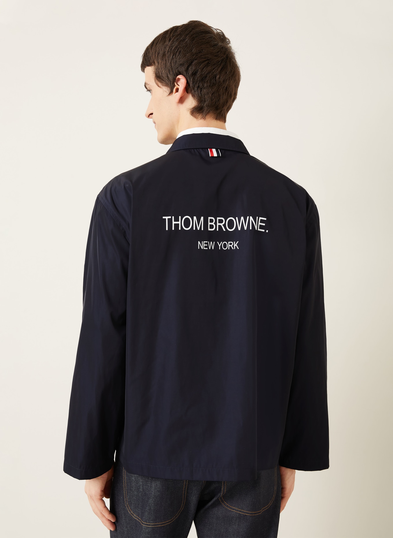 THOM BROWNE. Sakko Regular Fit: DUNKELBLAU / WEISS