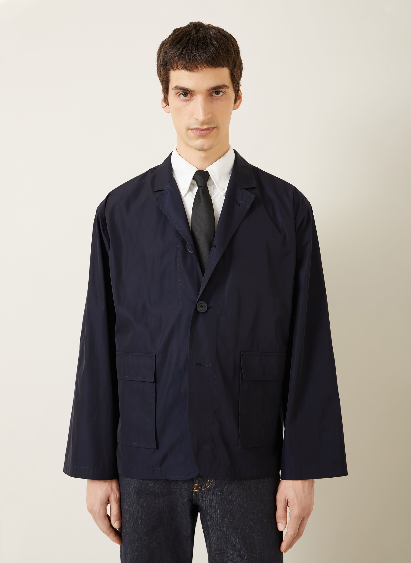 THOM BROWNE. Sakko Regular Fit: DUNKELBLAU / WEISS