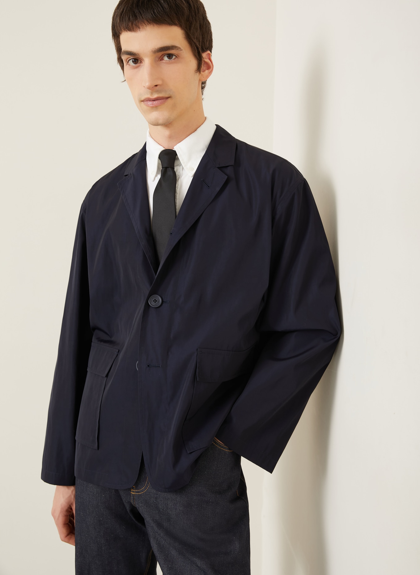 THOM BROWNE. Sakko Regular Fit: DUNKELBLAU / WEISS