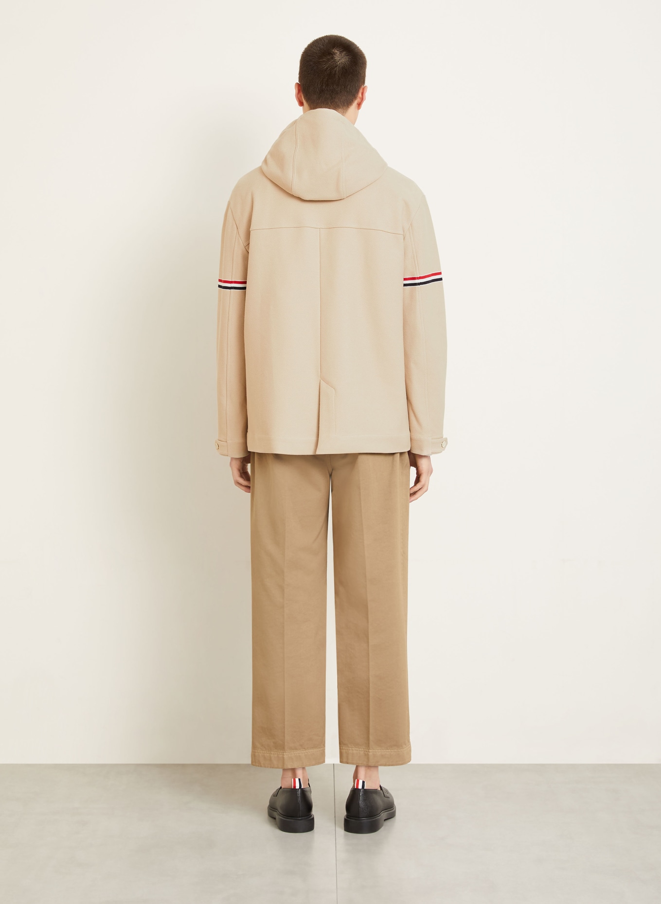 THOM BROWNE. jacket: LIGHT BROWN / NEON RED / BLACK