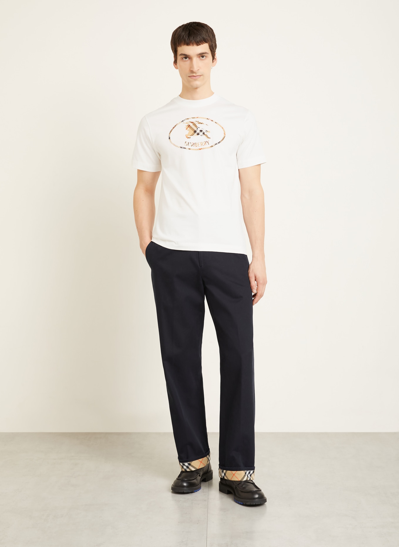 BURBERRY T-shirt SETH: BLANC / CHAMEAU / MARRON FONCÉ