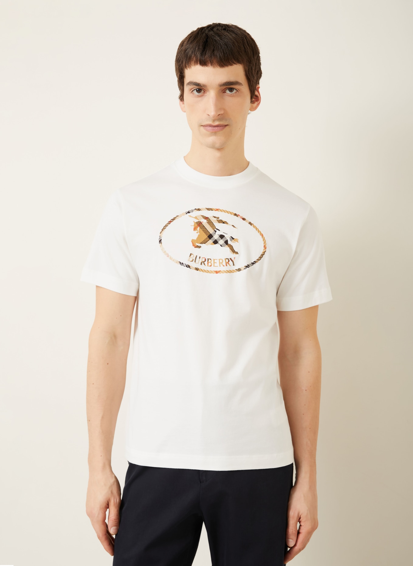 BURBERRY T-shirt SETH: BLANC / CHAMEAU / MARRON FONCÉ