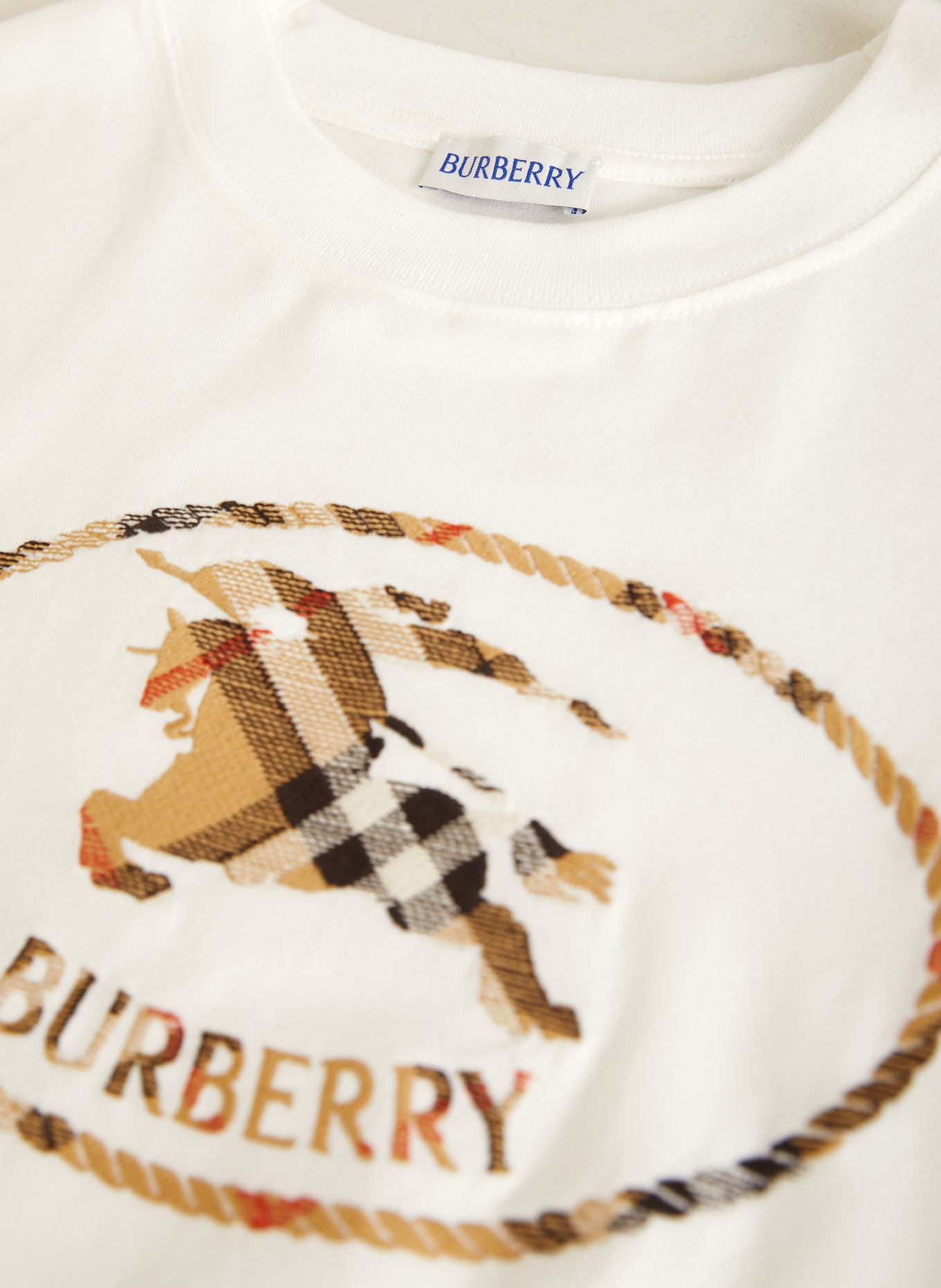 BURBERRY T-shirt SETH: BLANC / CHAMEAU / MARRON FONCÉ