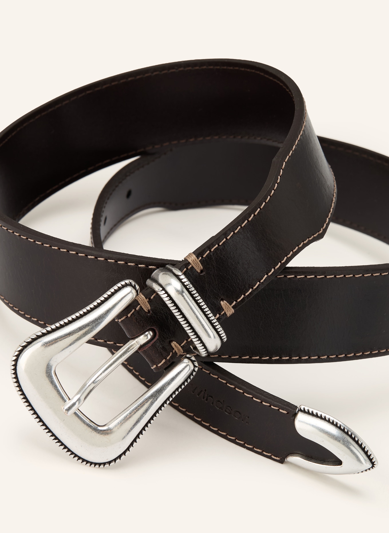 windsor. Ledergürtel: DUNKELBRAUN / SILBER