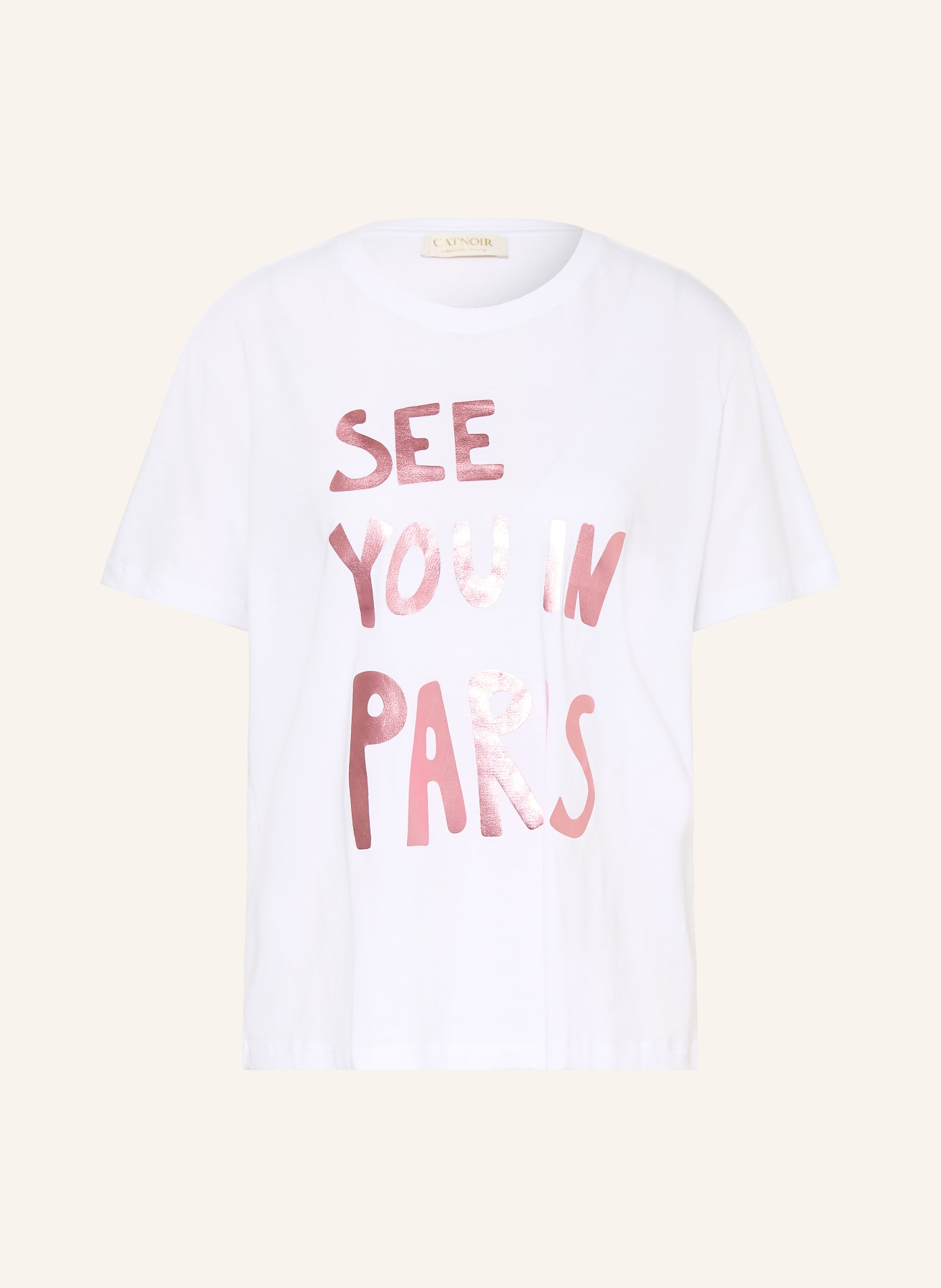CATNOIR T-shirt avec pierres précieuses: BLANC / ROSE FUCHSIA