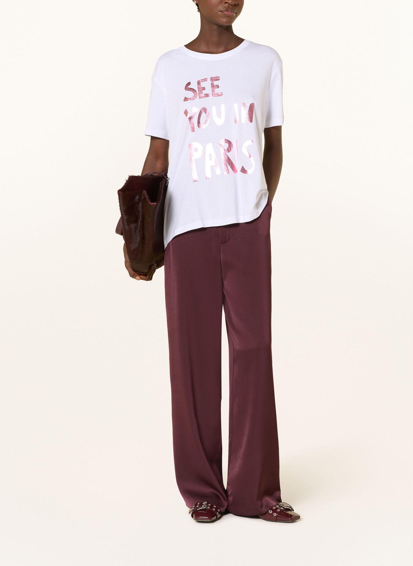 CATNOIR T-shirt avec pierres précieuses: BLANC / ROSE FUCHSIA