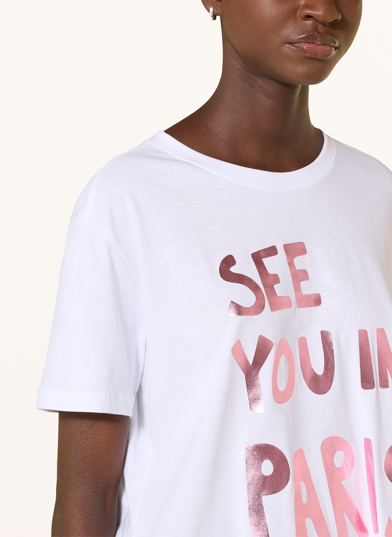 CATNOIR T-shirt avec pierres précieuses: BLANC / ROSE FUCHSIA