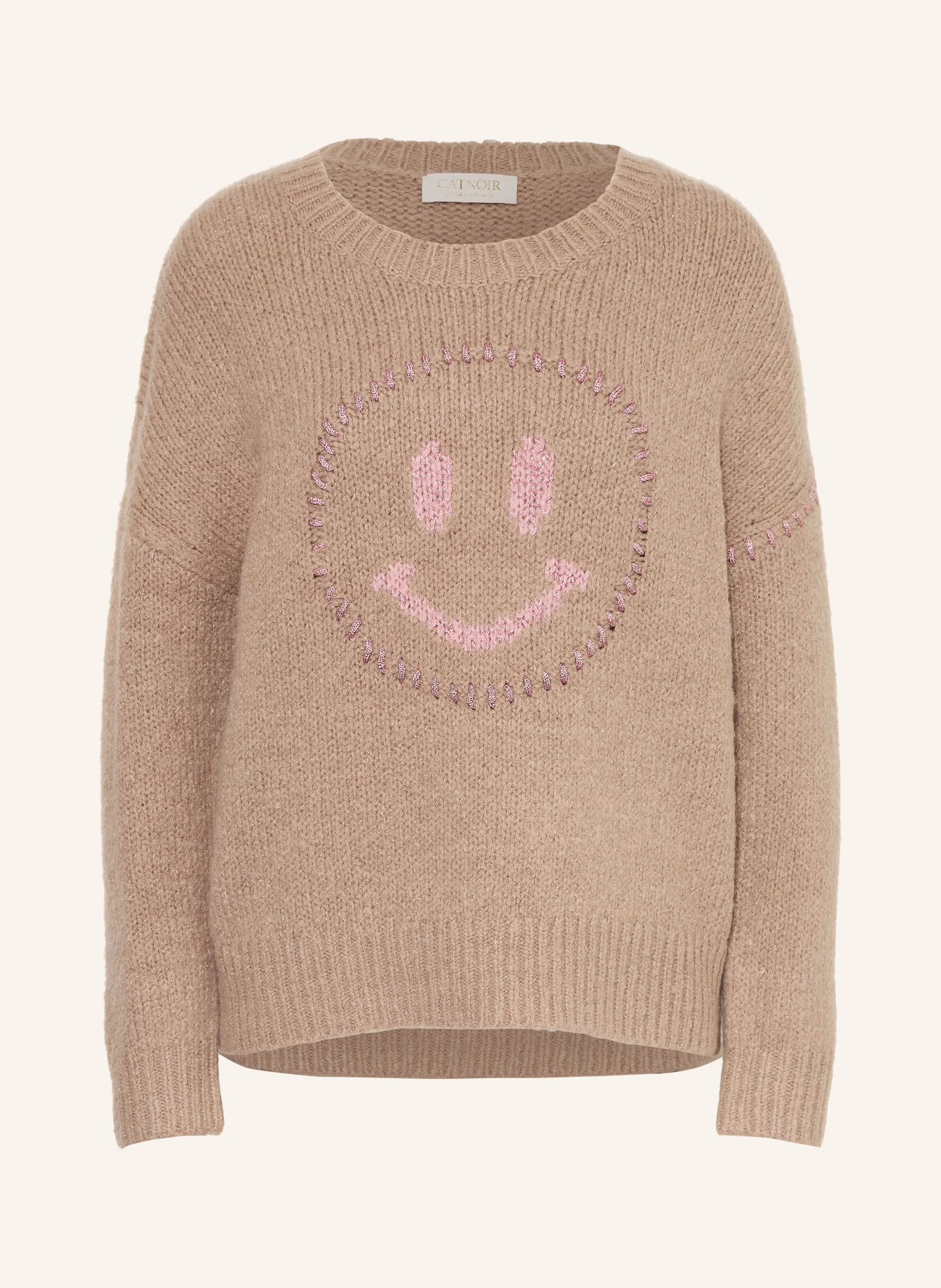 CATNOIR Pull avec fil pailleté: TAUPE / ROSE
