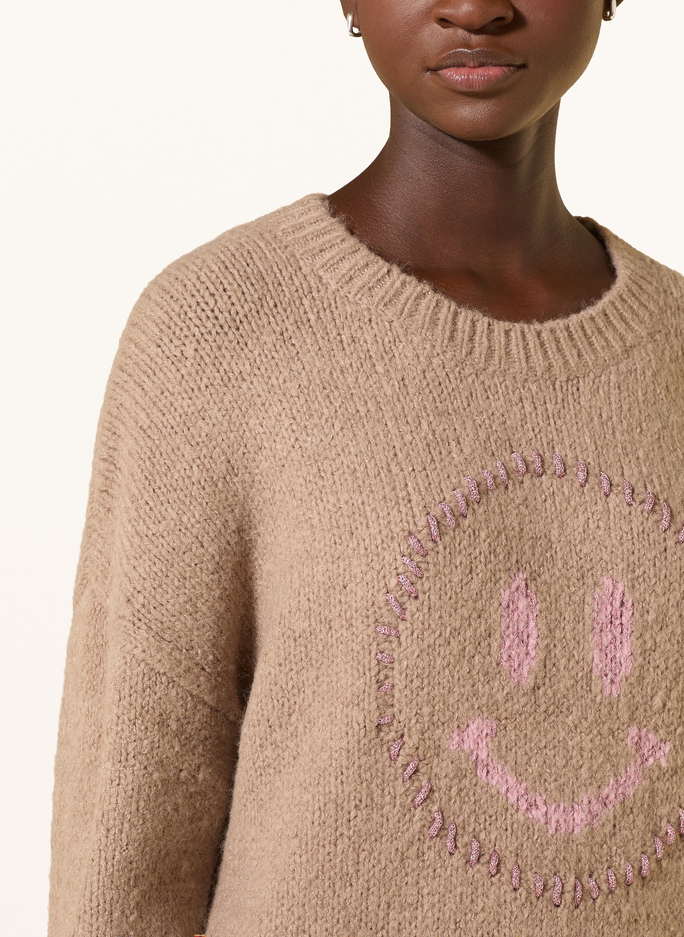 CATNOIR Pull avec fil pailleté: TAUPE / ROSE