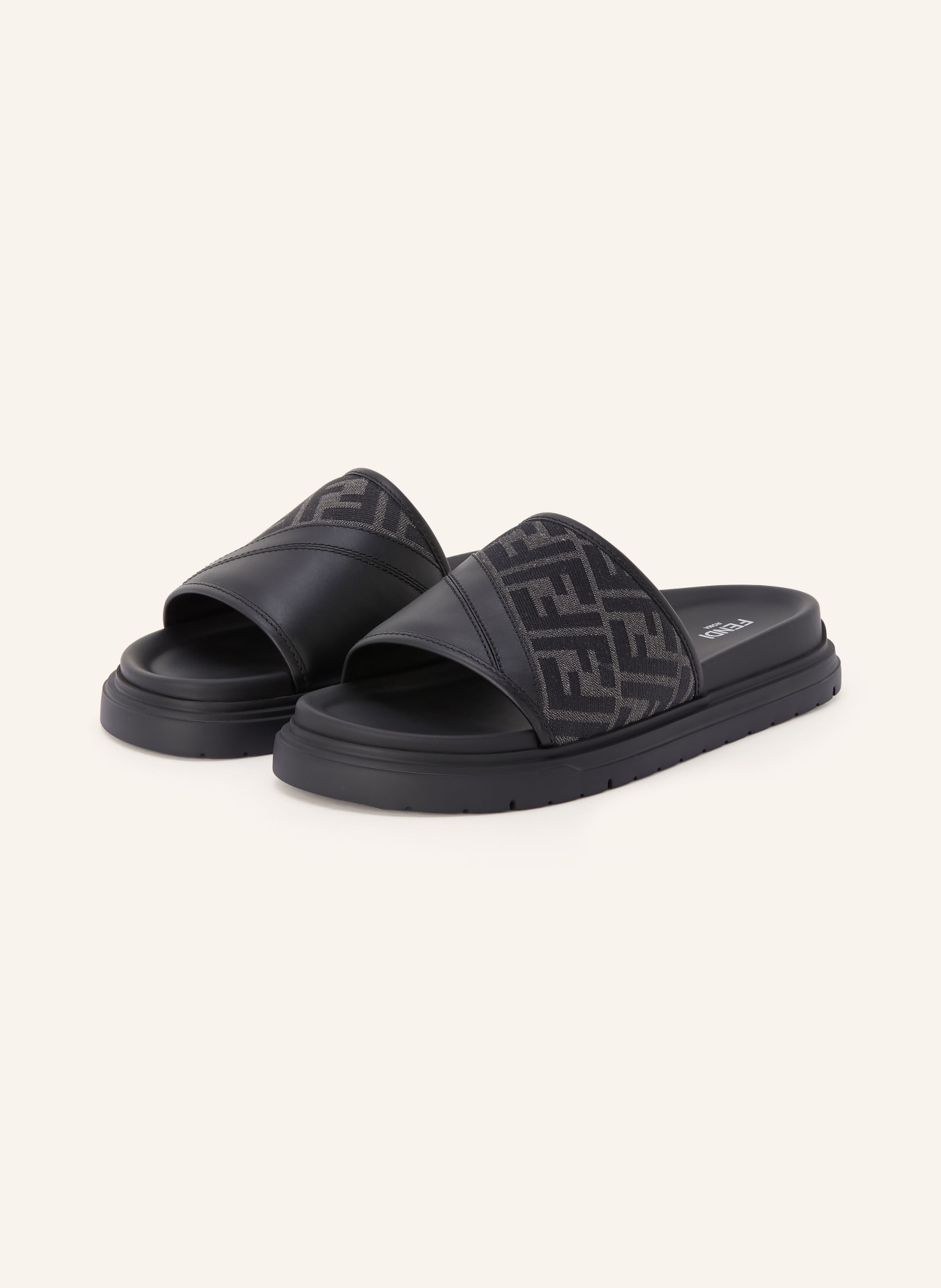 FENDI Pantoletten: SCHWARZ / GRAU