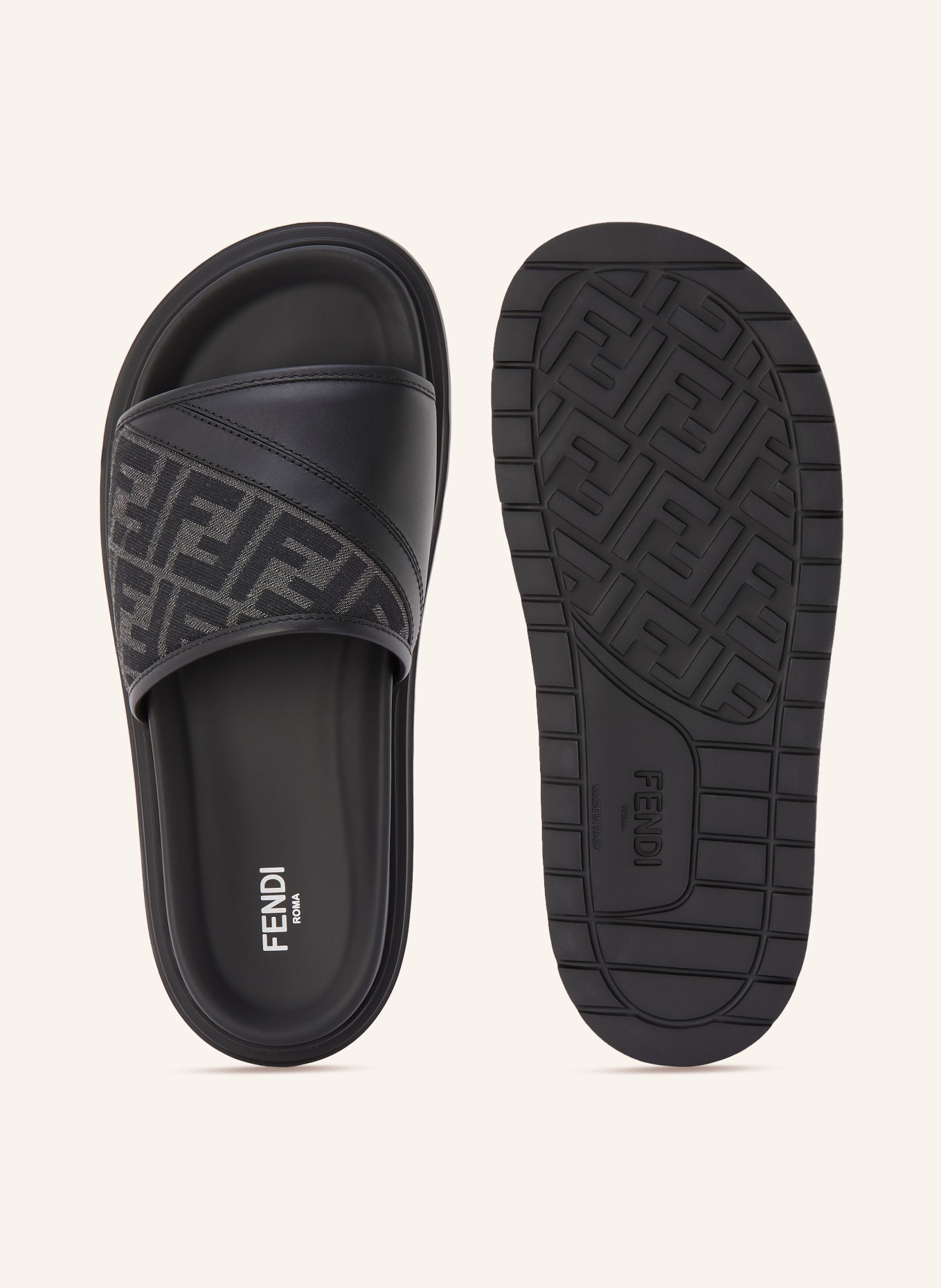 FENDI Pantoletten: SCHWARZ / GRAU