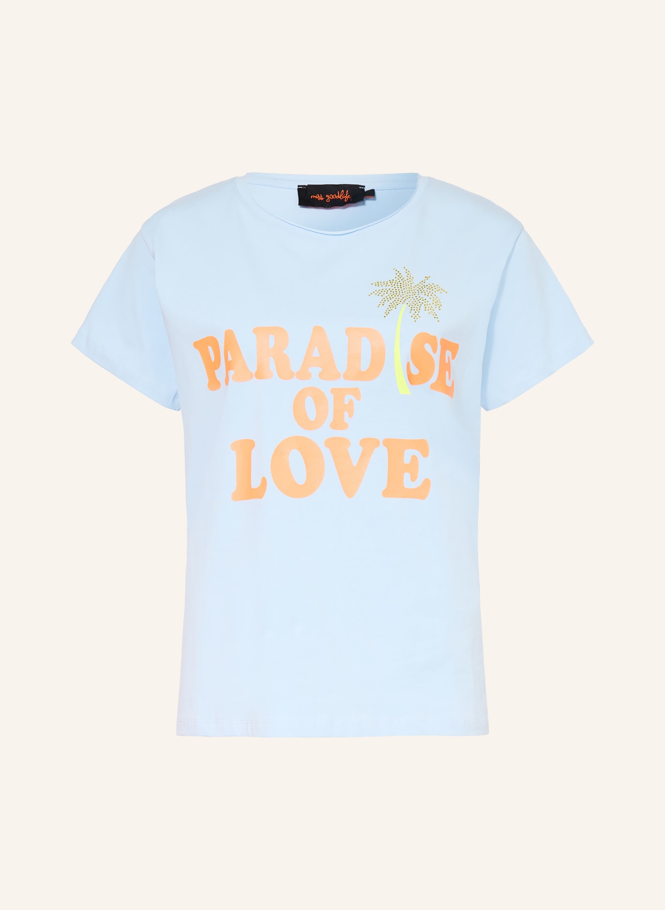 miss goodlife T-shirt with gemstones: LIGHT BLUE