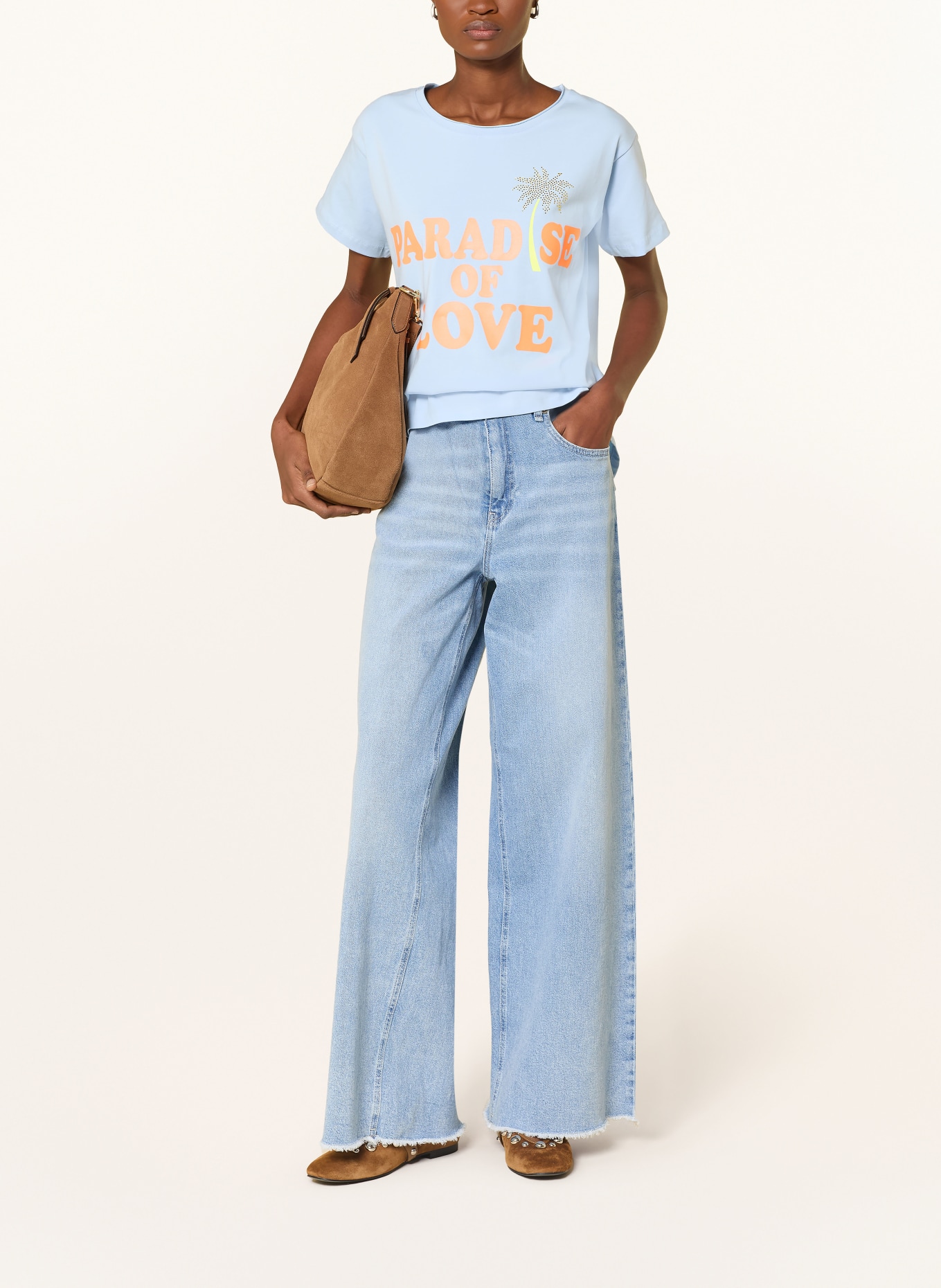 miss goodlife T-shirt with gemstones: LIGHT BLUE