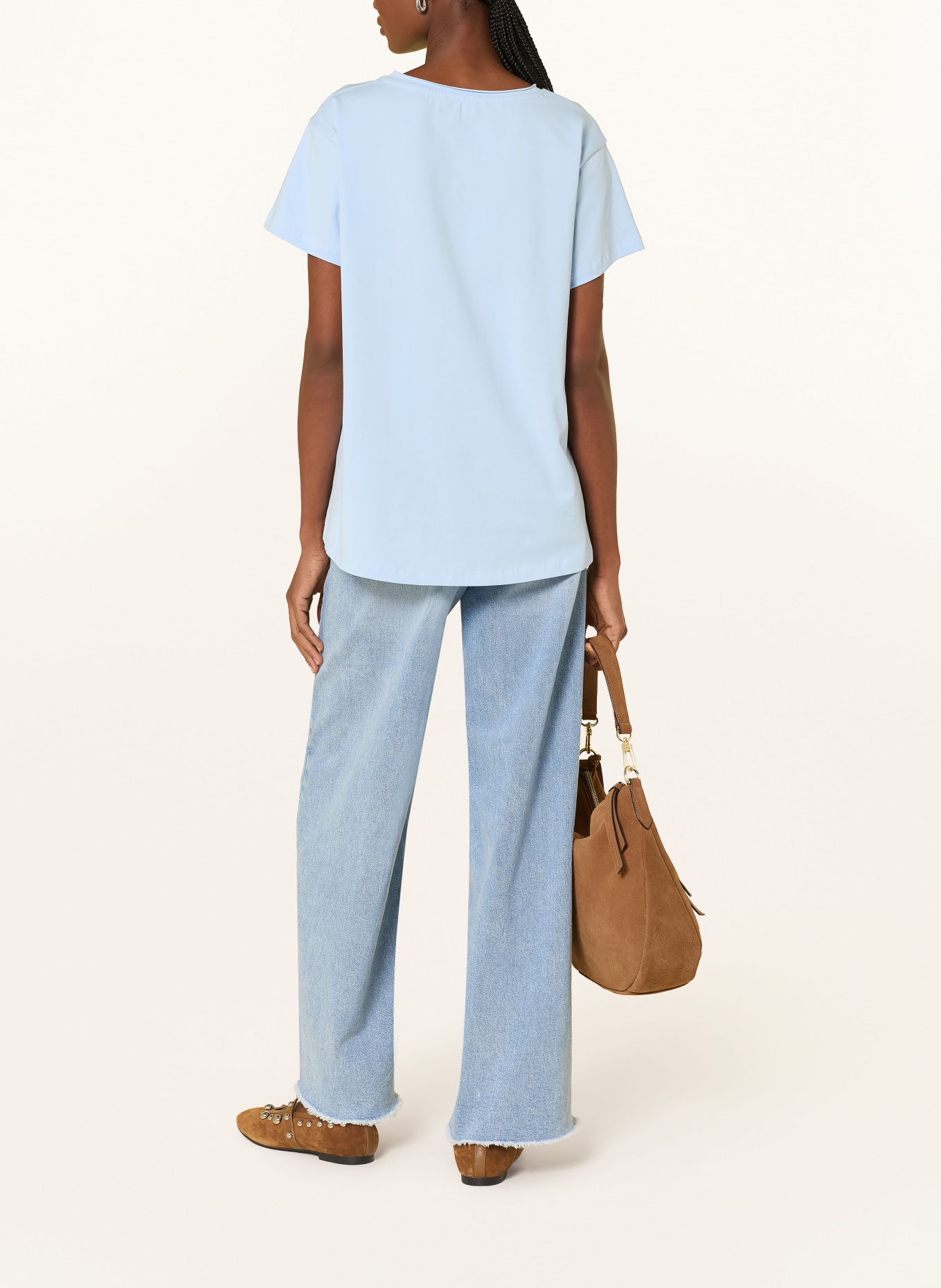 miss goodlife T-shirt with gemstones: LIGHT BLUE