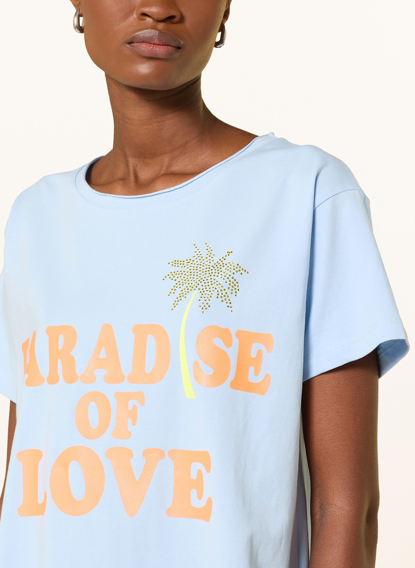miss goodlife T-shirt with gemstones: LIGHT BLUE