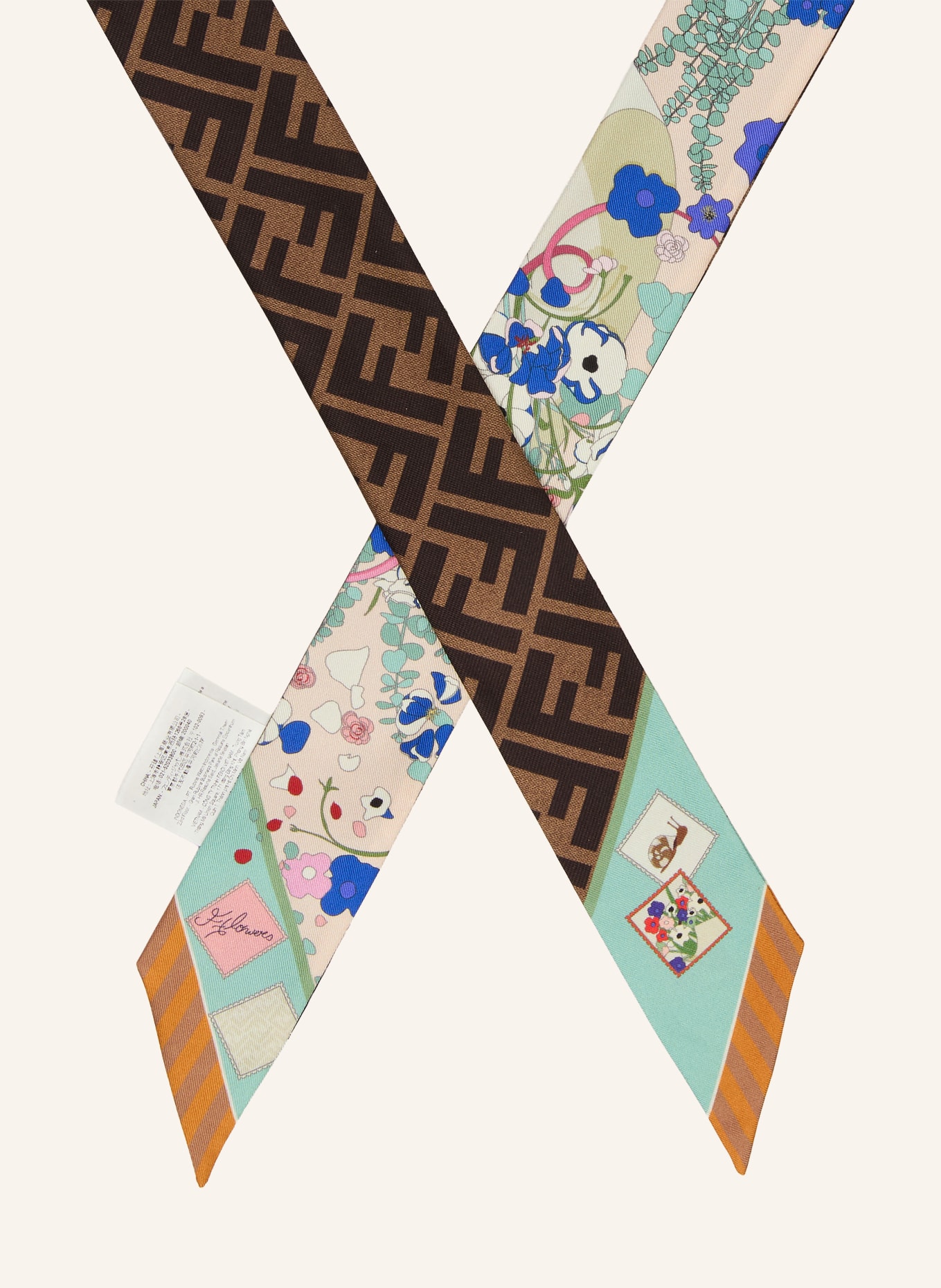 FENDI Seidenschal: BRAUN / DUNKELBRAUN / WEISS