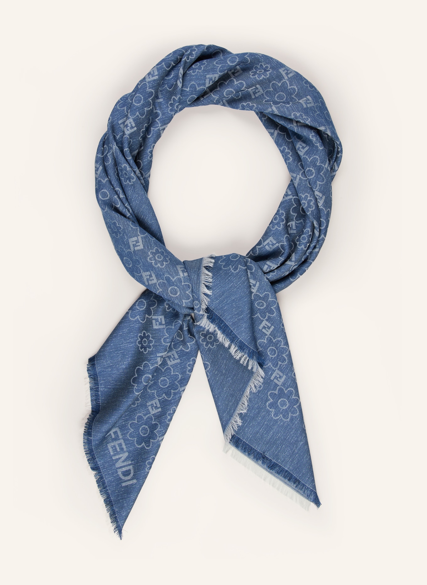 FENDI Tissu avec soie: BLEU / BLEU GRIS / BLANC