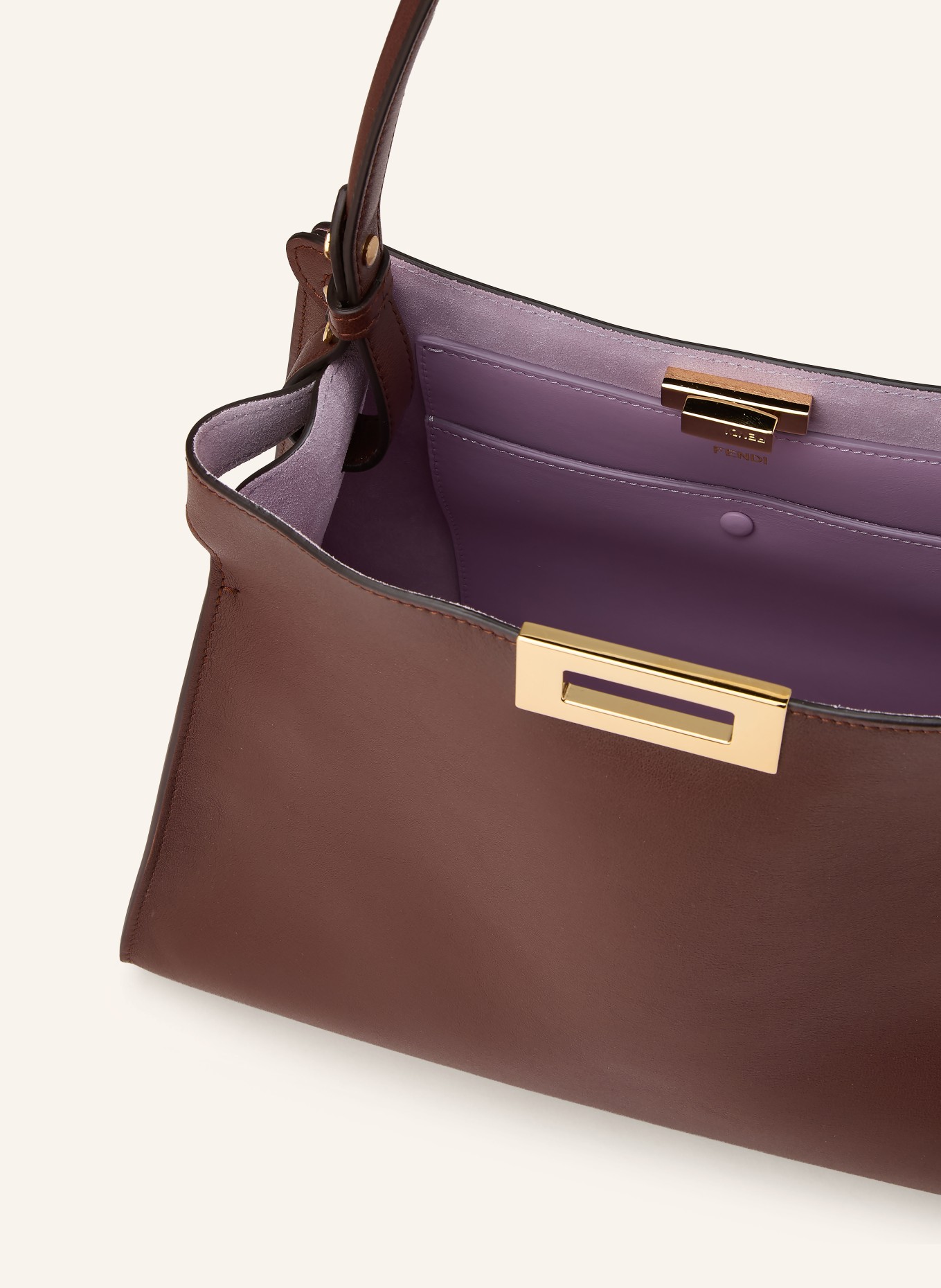 FENDI Handtas WAY MEDIUM: MARRON FONCÉ / GOUD