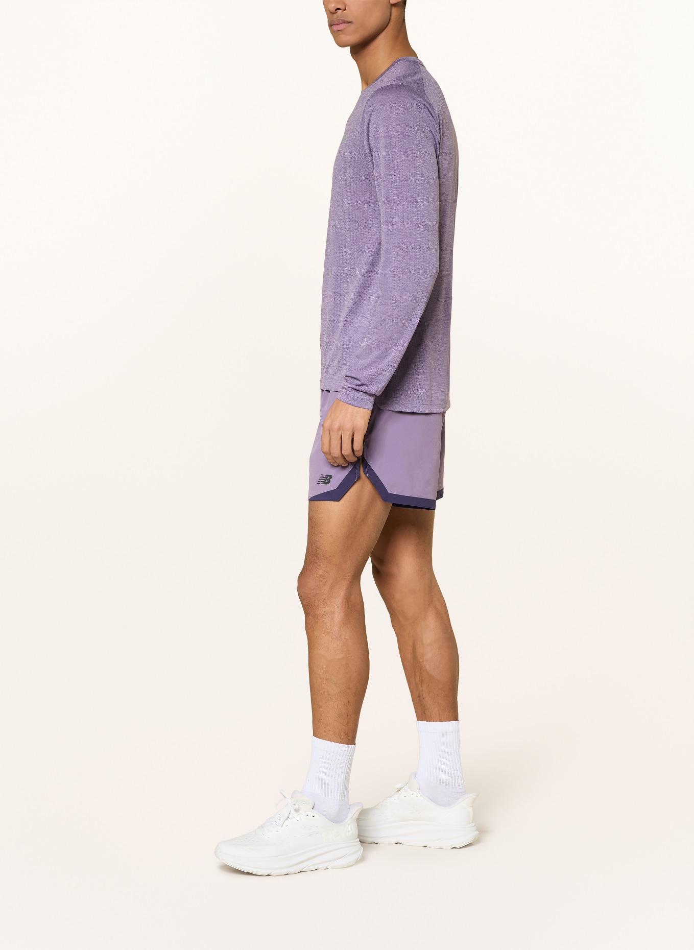 new balance RC ESSENTIAL 2-in-1 running shorts: PURPLE / DARK PURPLE