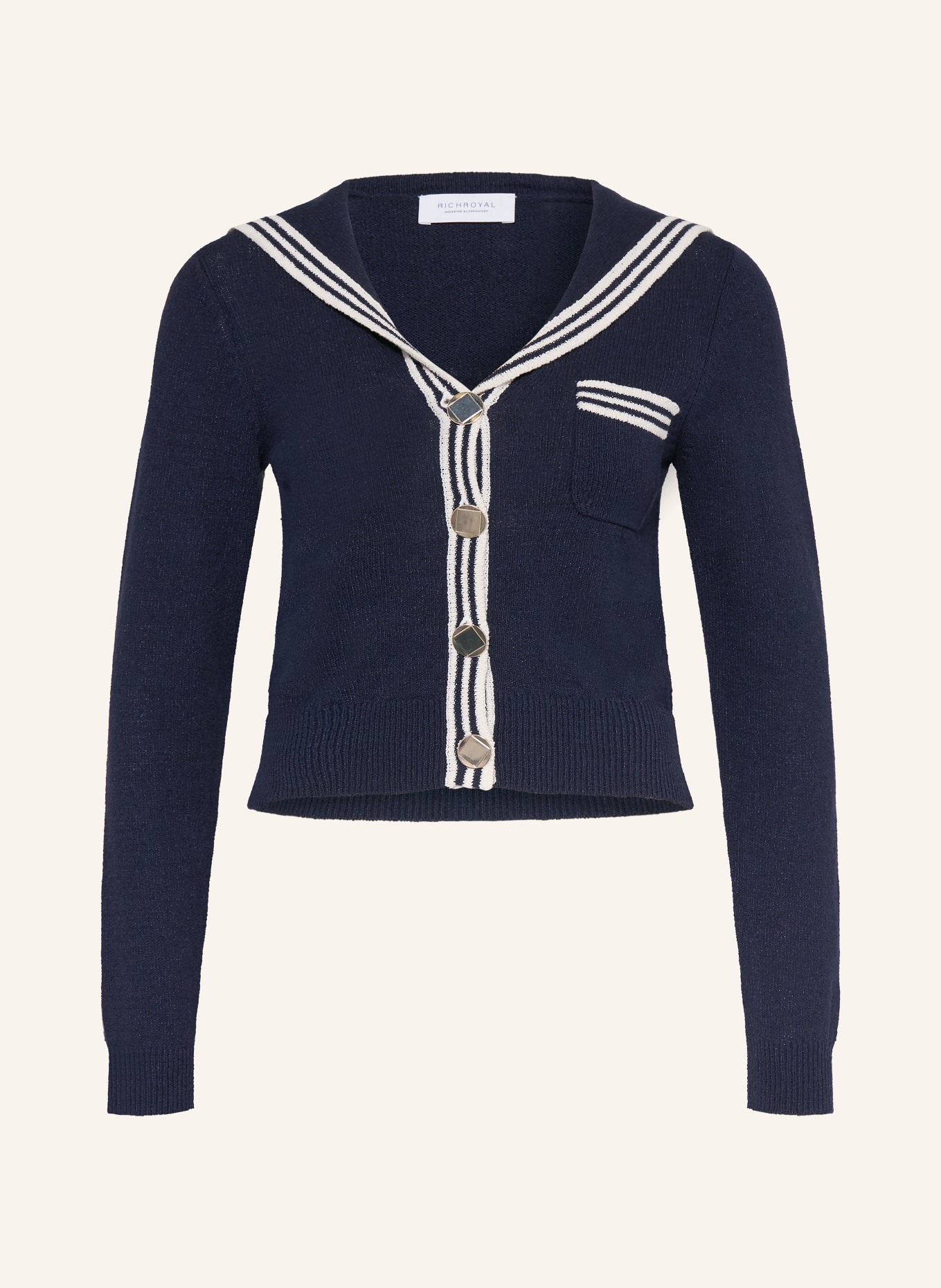 Rich & Royal Strickjacke: DUNKELBLAU / WEISS