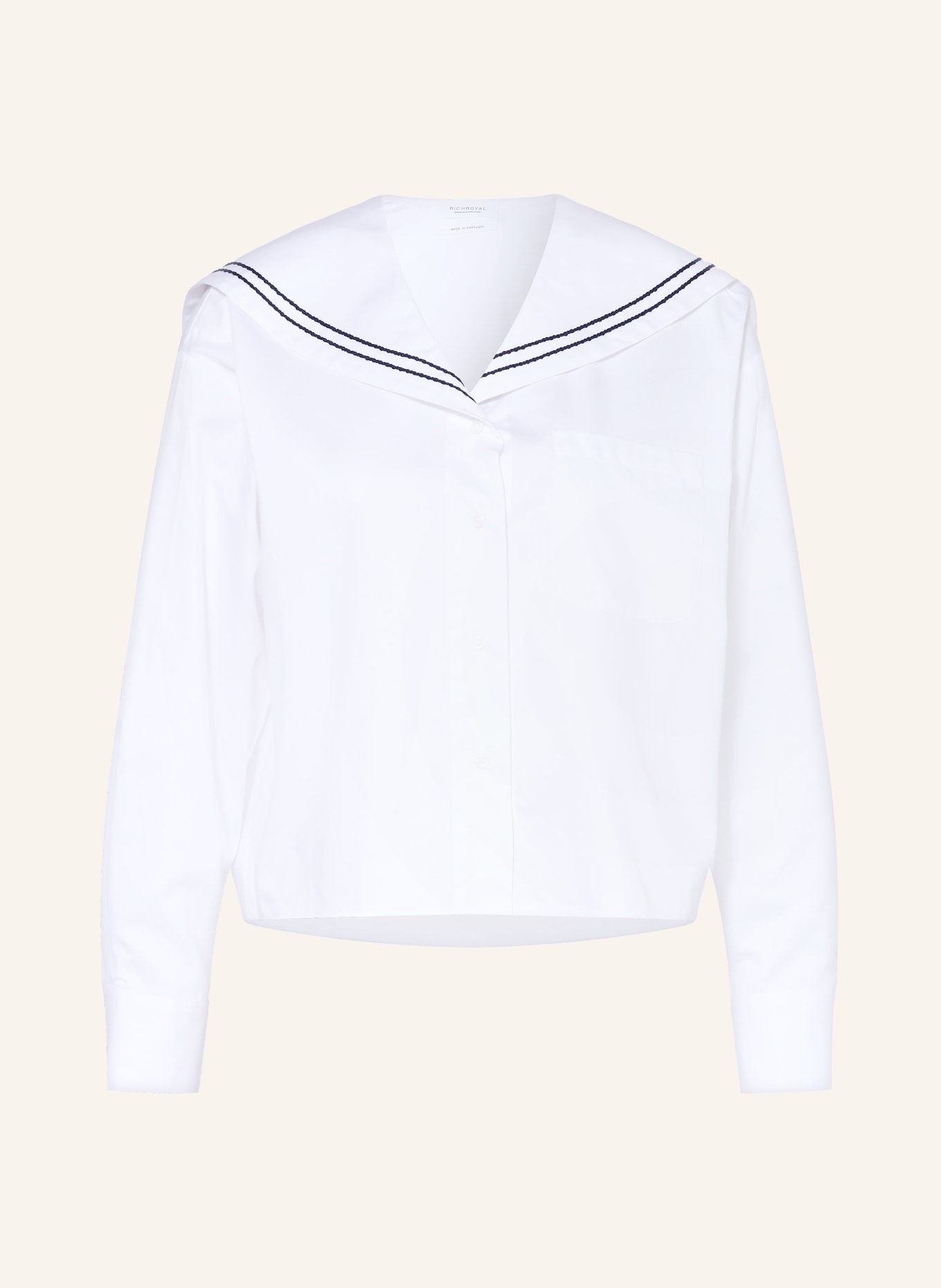 Rich & Royal Bluse: WEISS / DUNKELBLAU