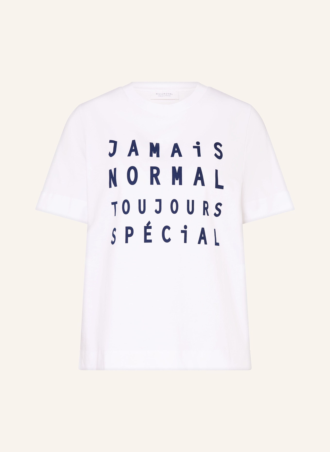 Rich & Royal T-Shirt: WEISS / DUNKELBLAU